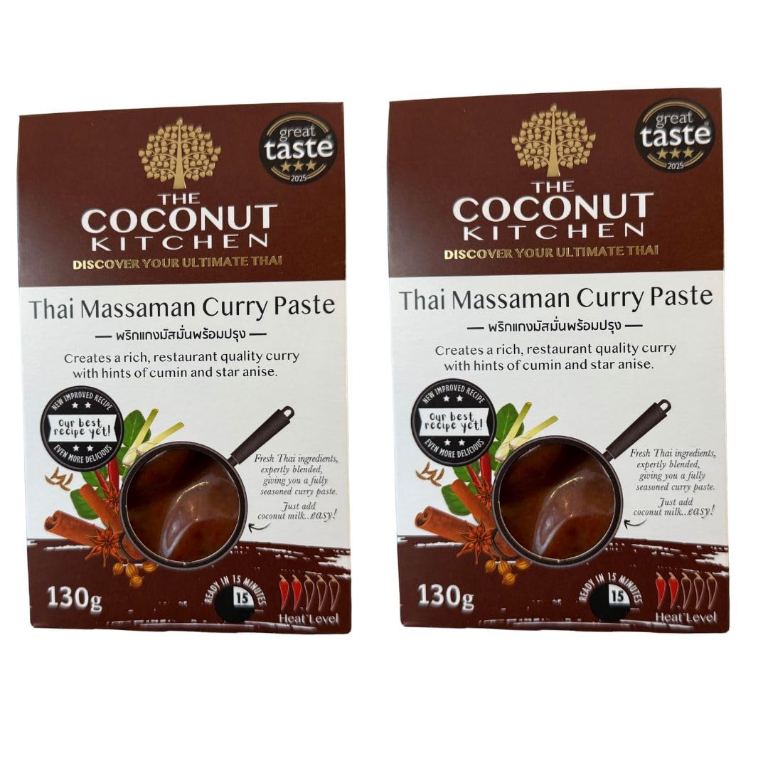 – Thai Massaman Curry Paste, Massaman Kit, Sauce Sachets, Spice Blend Pack, 7 Spice (2 Packs of 1 x 130g)