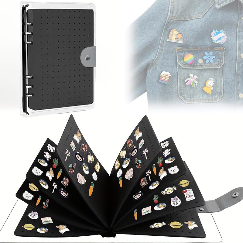 Pin Badge Display Book, 8 Pages Holds 350+ Pins, Enamel Pin