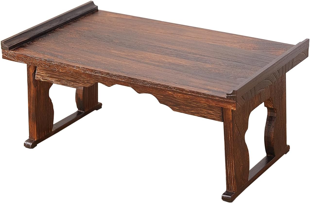 Japanese Floor Table,Altar Table for Meditation,Tea Table for Sitting on The Floor,Wood Bed Trays with Foldable Legs,Korean Traditional Tatami Table (31.4”x15.6”x14.3”)