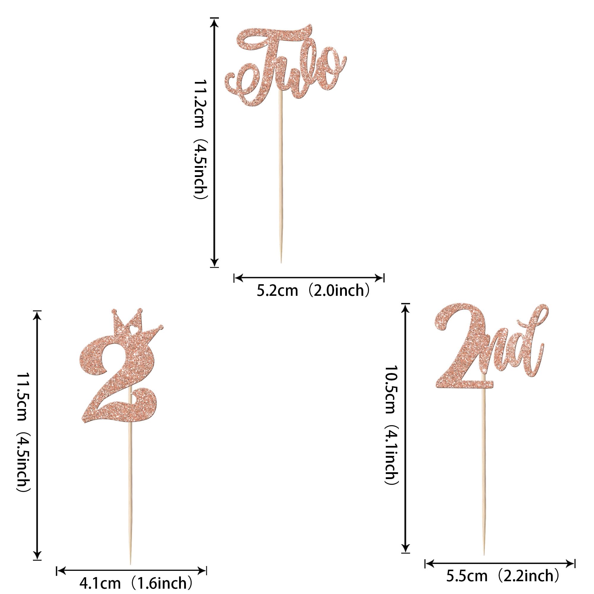 24 Cupcake-Topper Zum 2. Geburtstag – Prinz-Krone Design In Roségold, Für Kuchen & Desserts