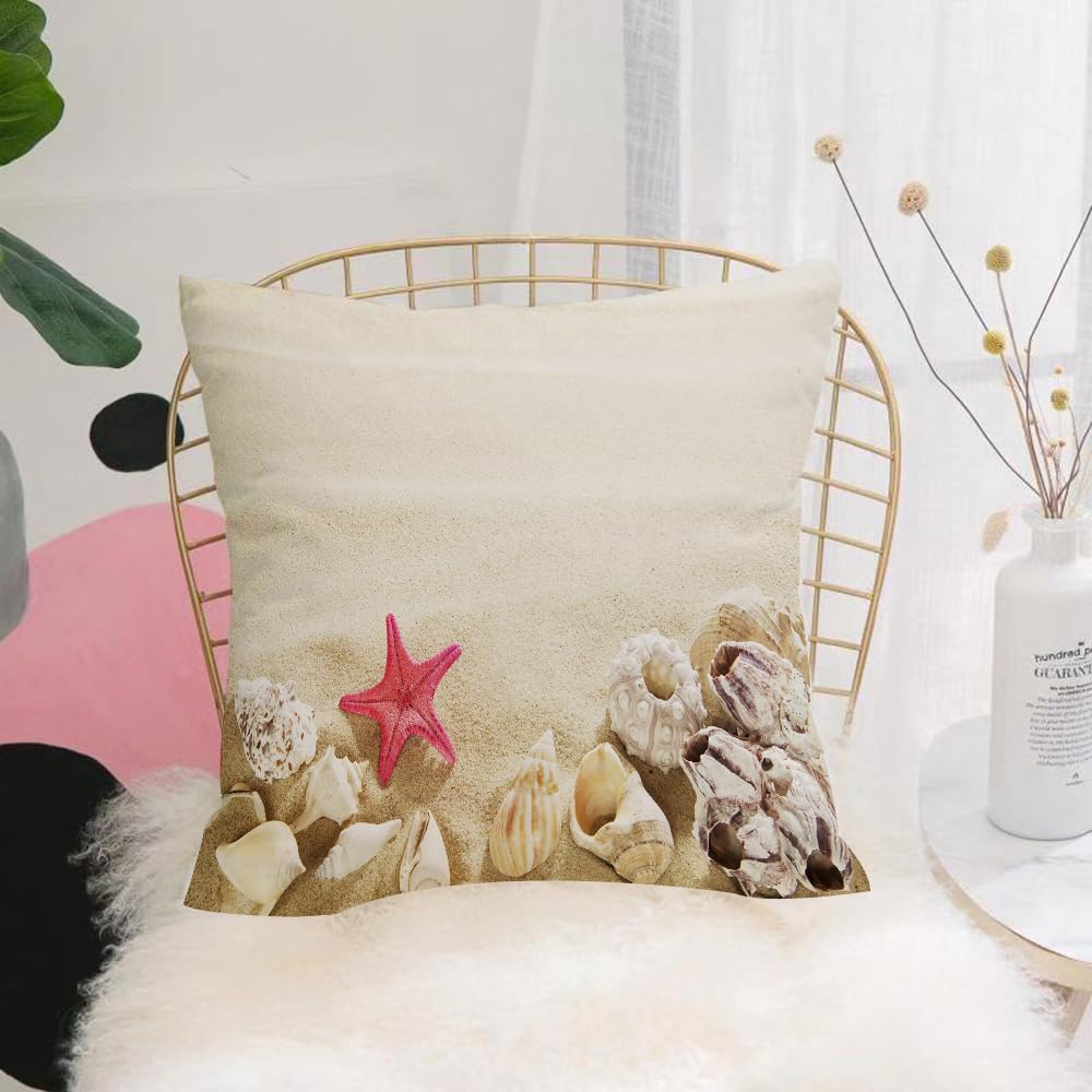 HYOSXW Cushion Cover,Throw Pillow Case Home Decorative for Living Room Bedroom Sofa Chair 16X16 Inch,Backdrop for studio photography with beach sand marine images,Pillowcase 40X40cm