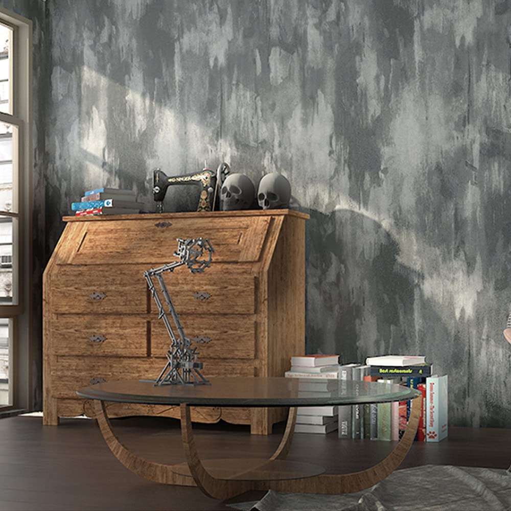 Graue Zementwand Retro Industrie-Stil einfarbig Bekleidungsgeschäft Café Restaurant Schlafzimmer Wohnzimmer TV Hintergrund Wand Vlies-Tapete 50 cm B x 100 cm L nicht geklebt