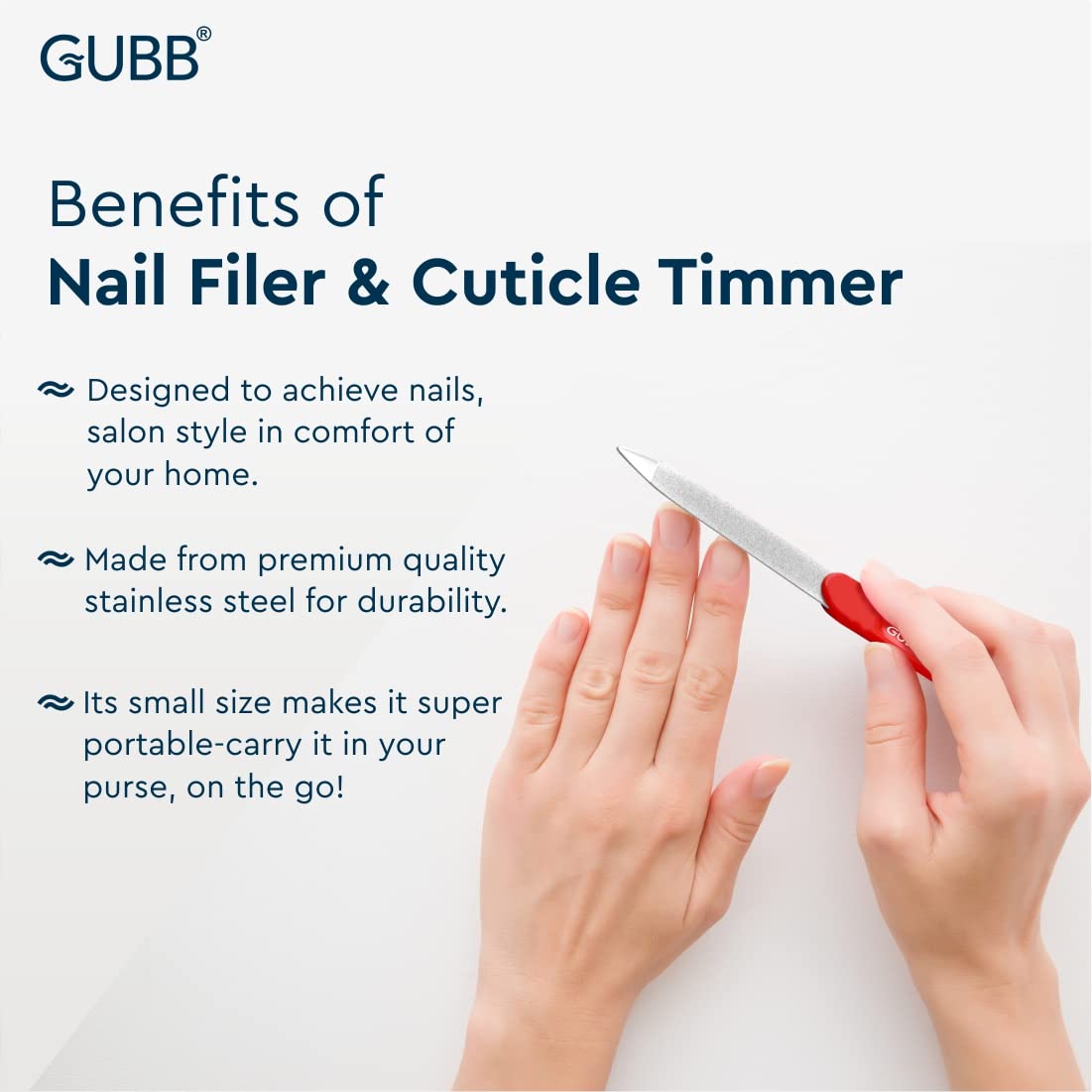 GUBB 2 In 1 Nail Filer With Cuticle Remover Pack of 2, Manicure Tool - Image 3 thumbnail