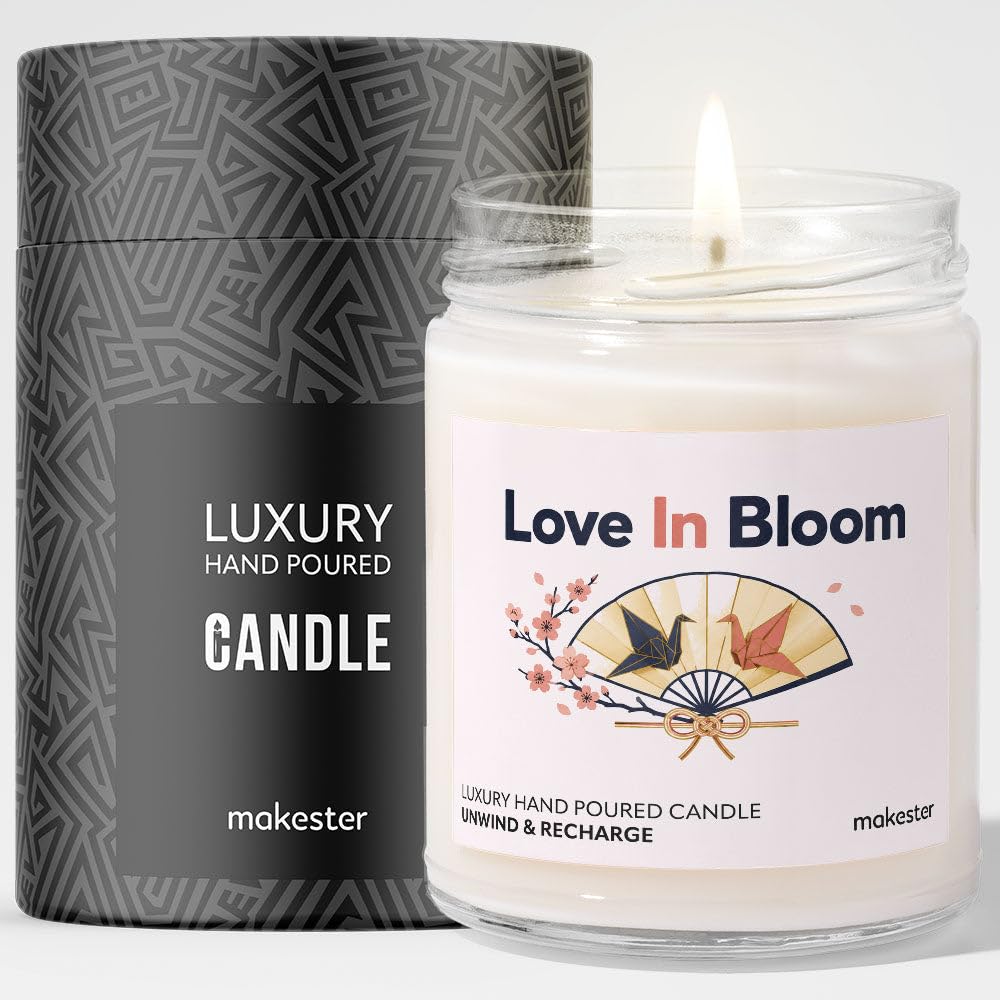 Wedding Gift for Japanese Couple - Luxury Soy Wax Candle - Vanilla, Jasmine, Sugared Almond - Makester — image 1