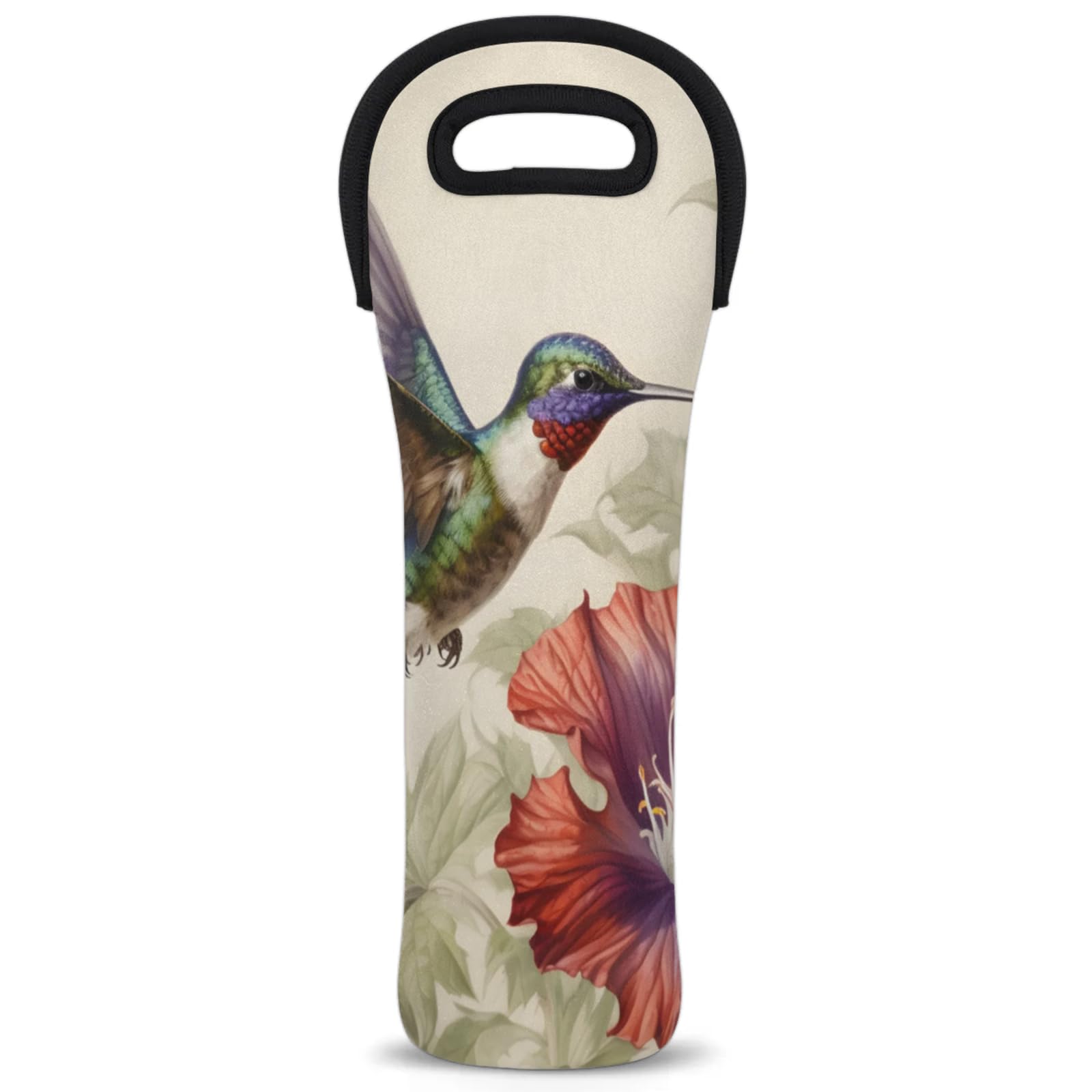 Neoprene Wine Tote Carrier Bag for Wine,Water, Champagne, Beer, Baby Bottles 15.6 x 5.1 Inches, Protective Wine Bag,Hummingbird