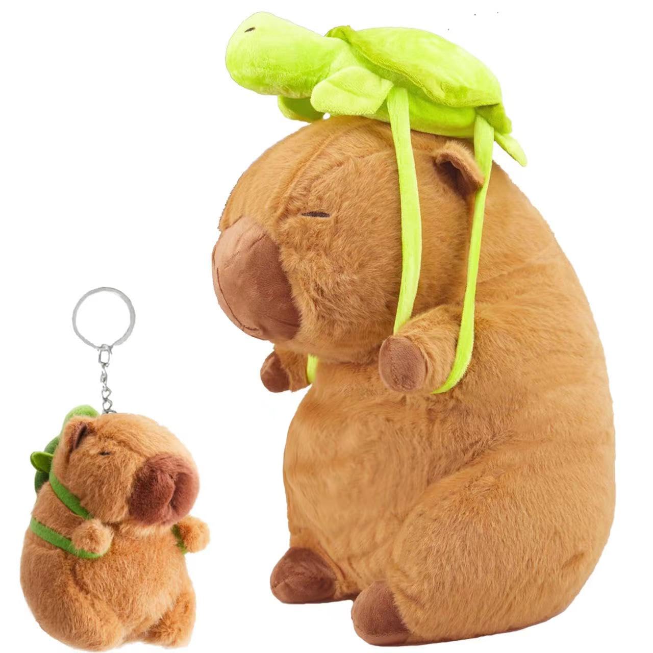 Capybara Plush, Capybara Stuffed Animal, Stuffed Capybara, Soft Capybara Plushies Toy Capybara Doll Pillow with Turtle Backpack - Gift for Kids Girls Boys Adult
