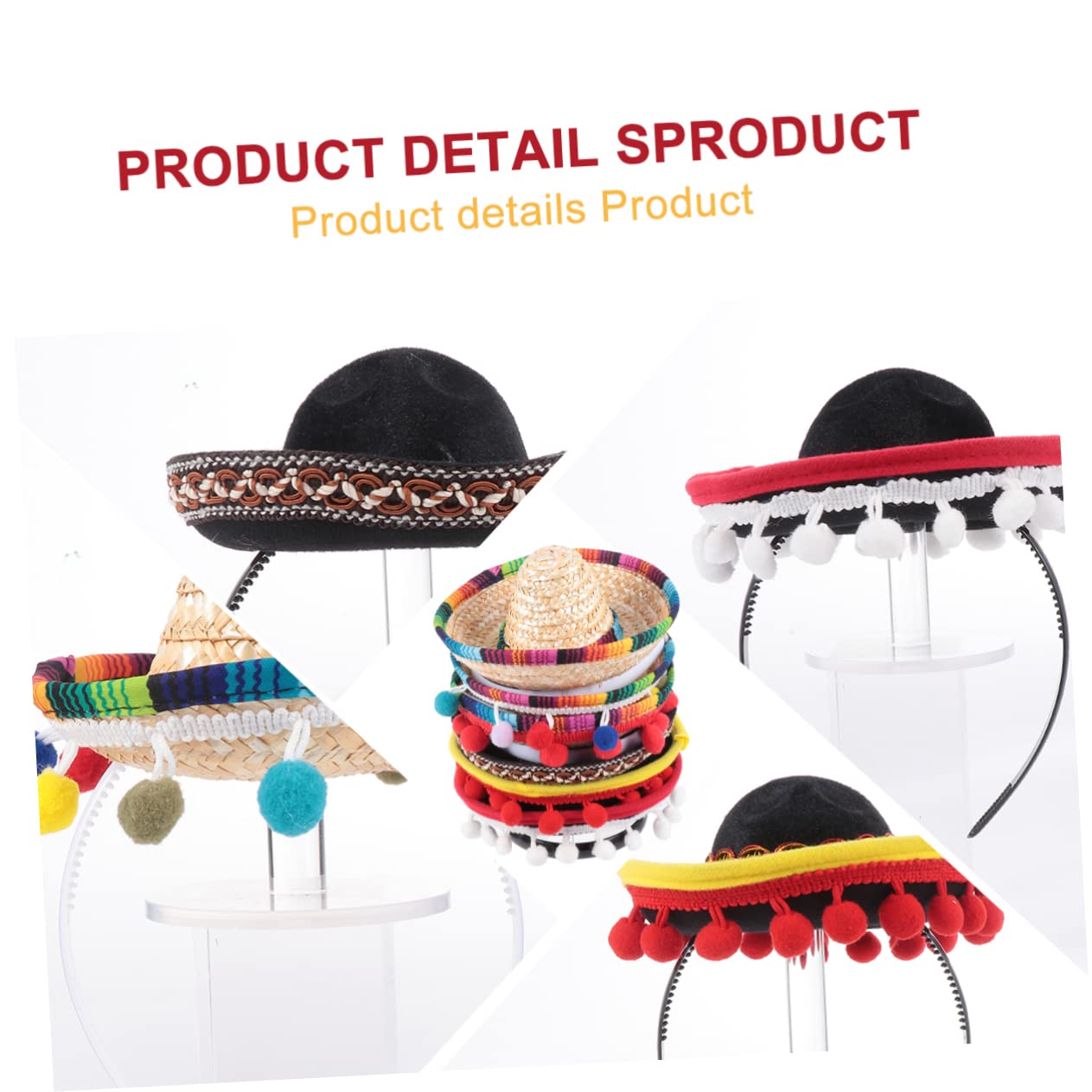 GALPADA 12piezas Mini Sombreros Mexicanos Diadema Accesorios De Fiesta Para Celebraciones y Fotografía Decoración Temática