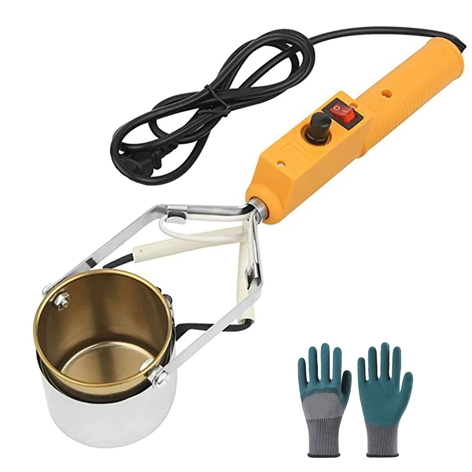 QUTBAG Crisol eléctrico, crisol de Plomo con Temperatura Ajustable de 150-450 ℃, Horno de Soldadura portátil con asa, para moldes de Peso de Pesca y Colgante de Metal 300W