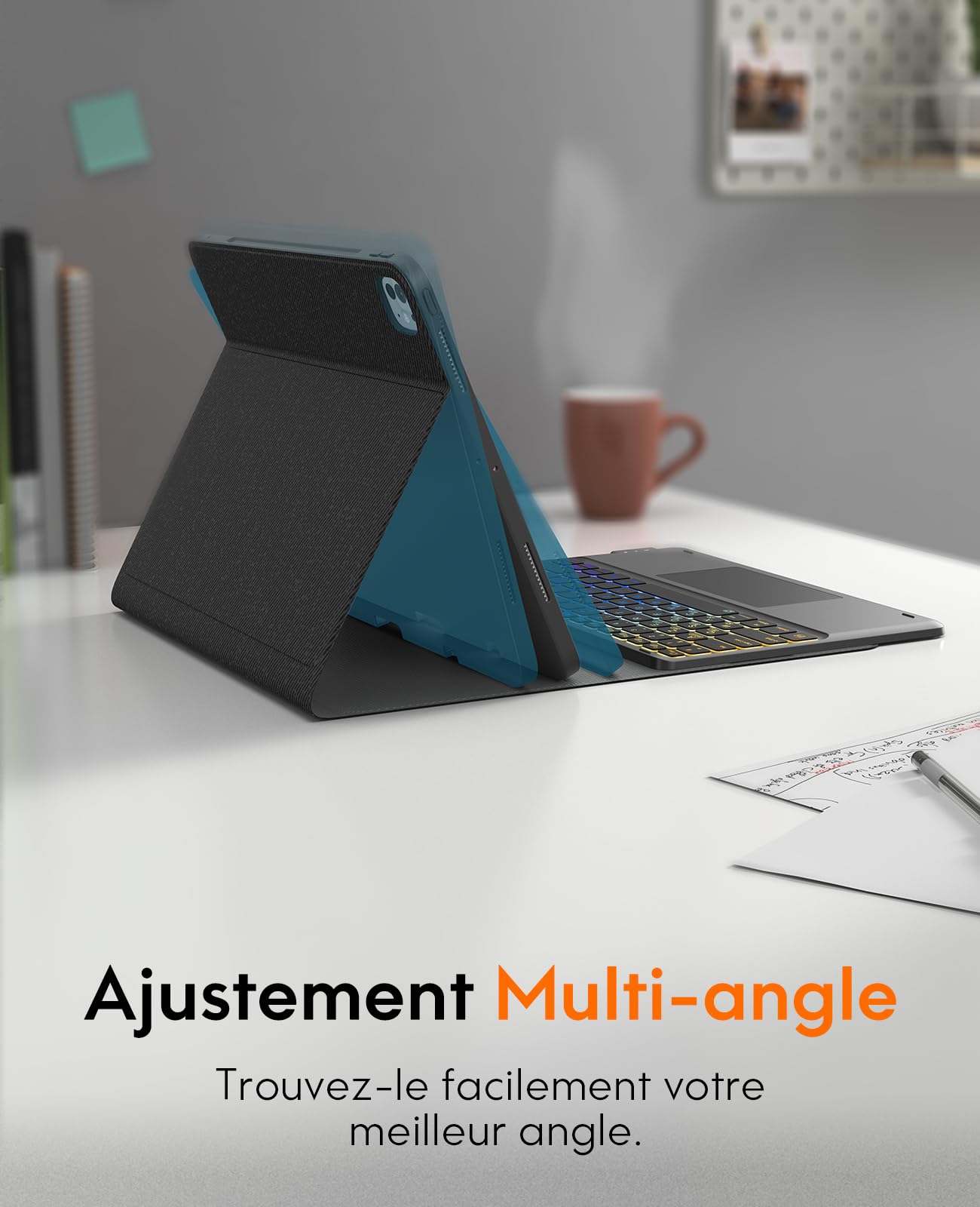 CHESONA Tastiera IPad Pro 13 2024 - BT, Trackpad, Retroilluminata, Staccabile - Foto 3