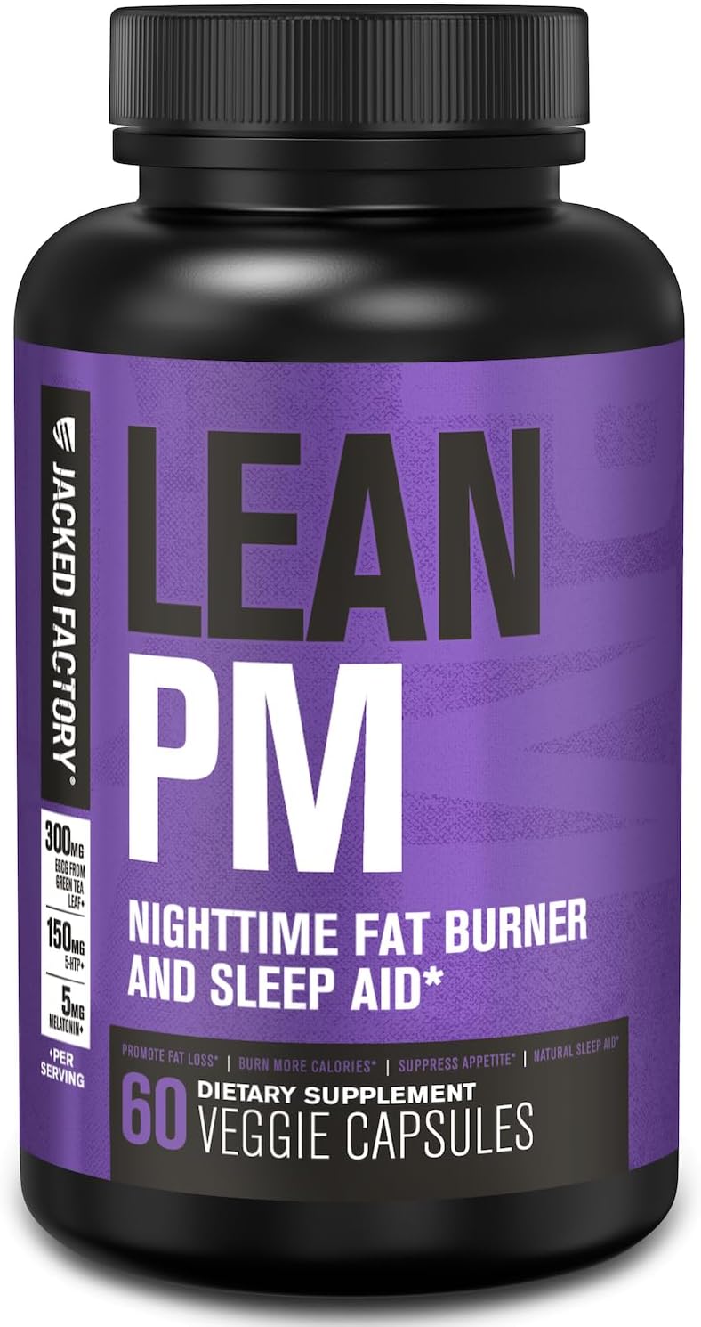 Jacked Factory Lean PM Night Time Fat Burner, Sleep Aid Supplement, & Appetite Suppressant for Men and Women – 60 Stimulant-Free Veggie Weight Loss Diet Pills Jacked Factory Lean PM Night Time Fat Burner, Sleep Aid Supplement, & Appetite Suppressant for Men and Women – 60 Stimulant-Free Veggie Weight Loss Diet Pills