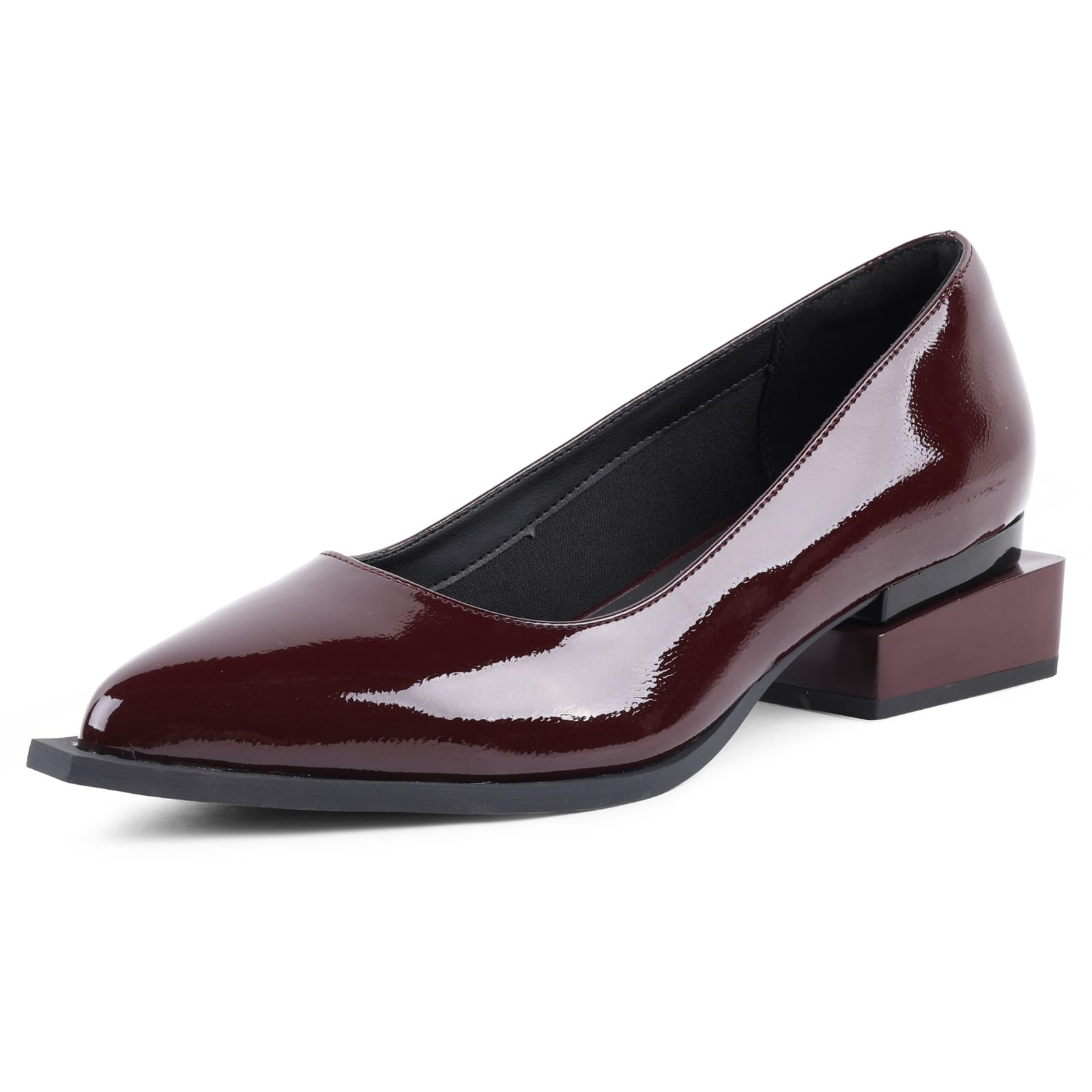 LingxiaUne Shoes for Women Fashion Forward Elegant Dressy Womens Pumps and Loafers with Low Chunky Heel and Sleek Pointed Toe Design Fashion Forward