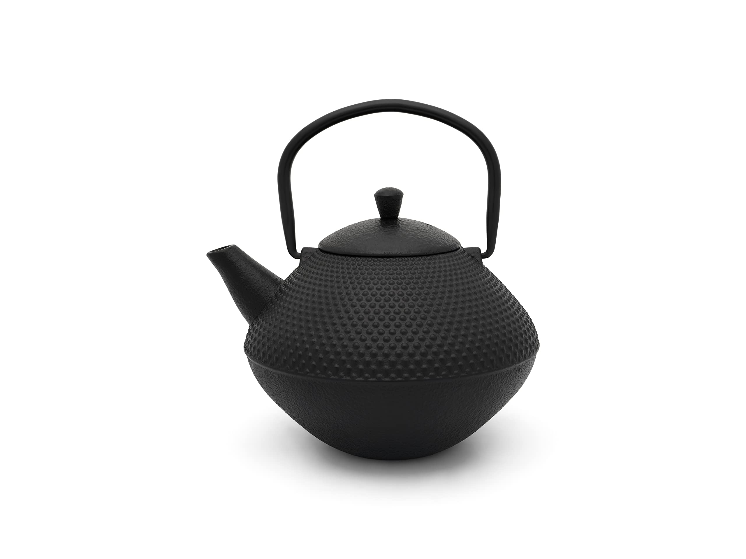asiatische gusseiserne Teekanne 1.0 L mit Teefilter - emaillierte schwarze Gusskanne
