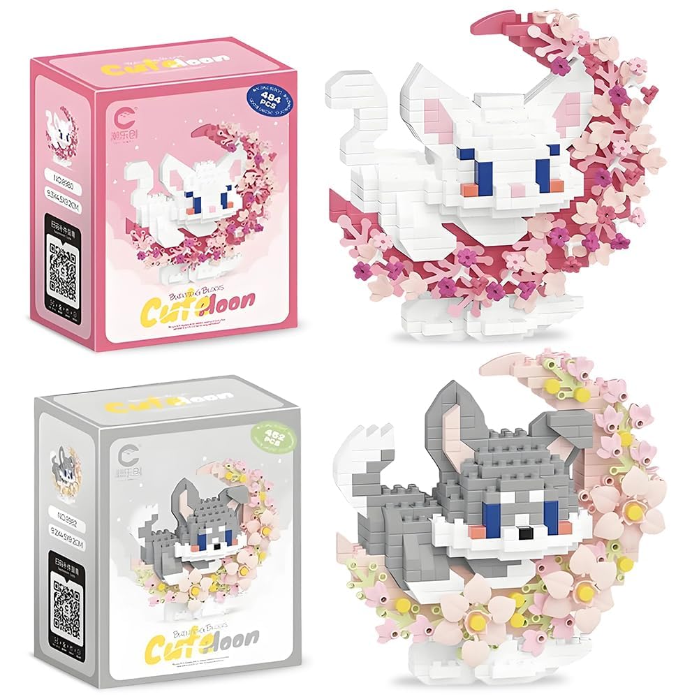 MGKEOUF Cute Animal Building Blocks, Cats Building Block Set, Animal Building Blocks Set