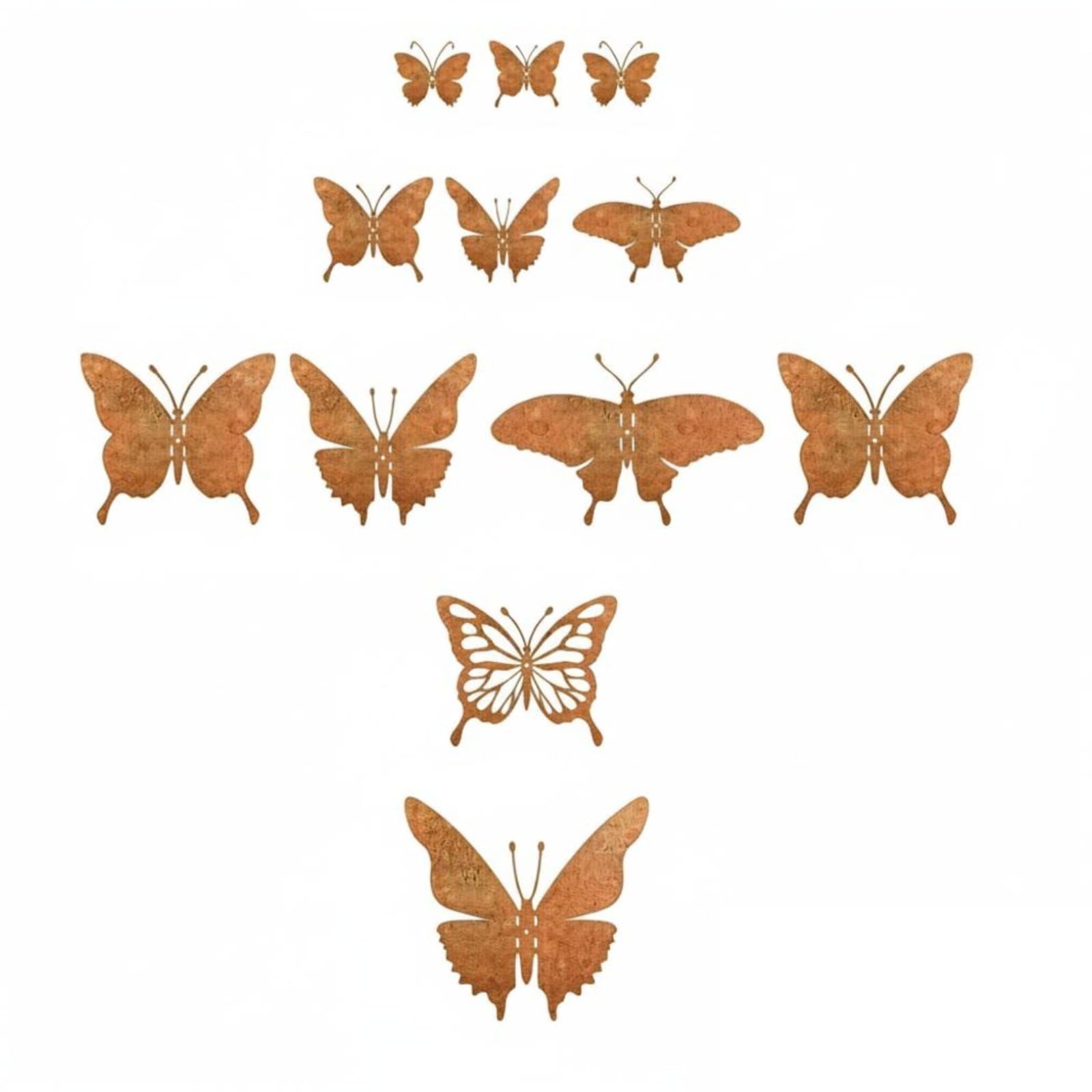 12 Pieces Rustic Butterfly Wall Art Rust Finish Butterfly Fence Decor Weather Resistant for Garden, 12Pc|Other Insect Collectibles-image-45