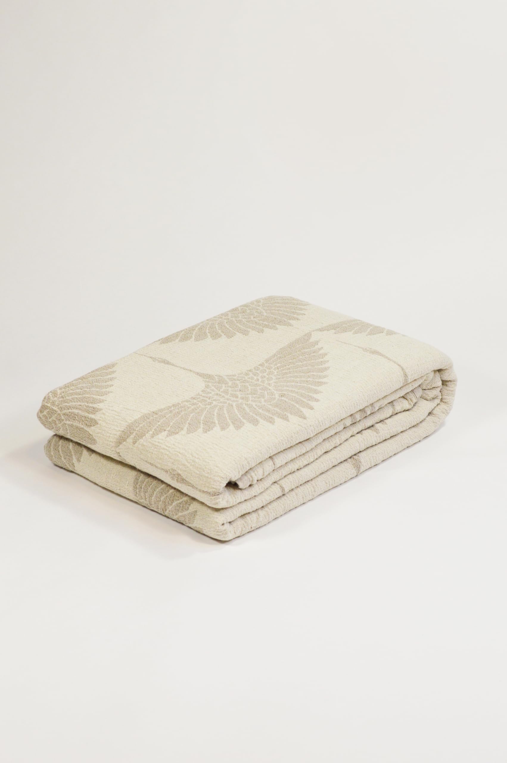 Fineline Leinendecke Luba, 80% Leinen/20% Baumwolle, Tagesdecke, Oat Milk & White Sand, One Size, Japandi Stil
