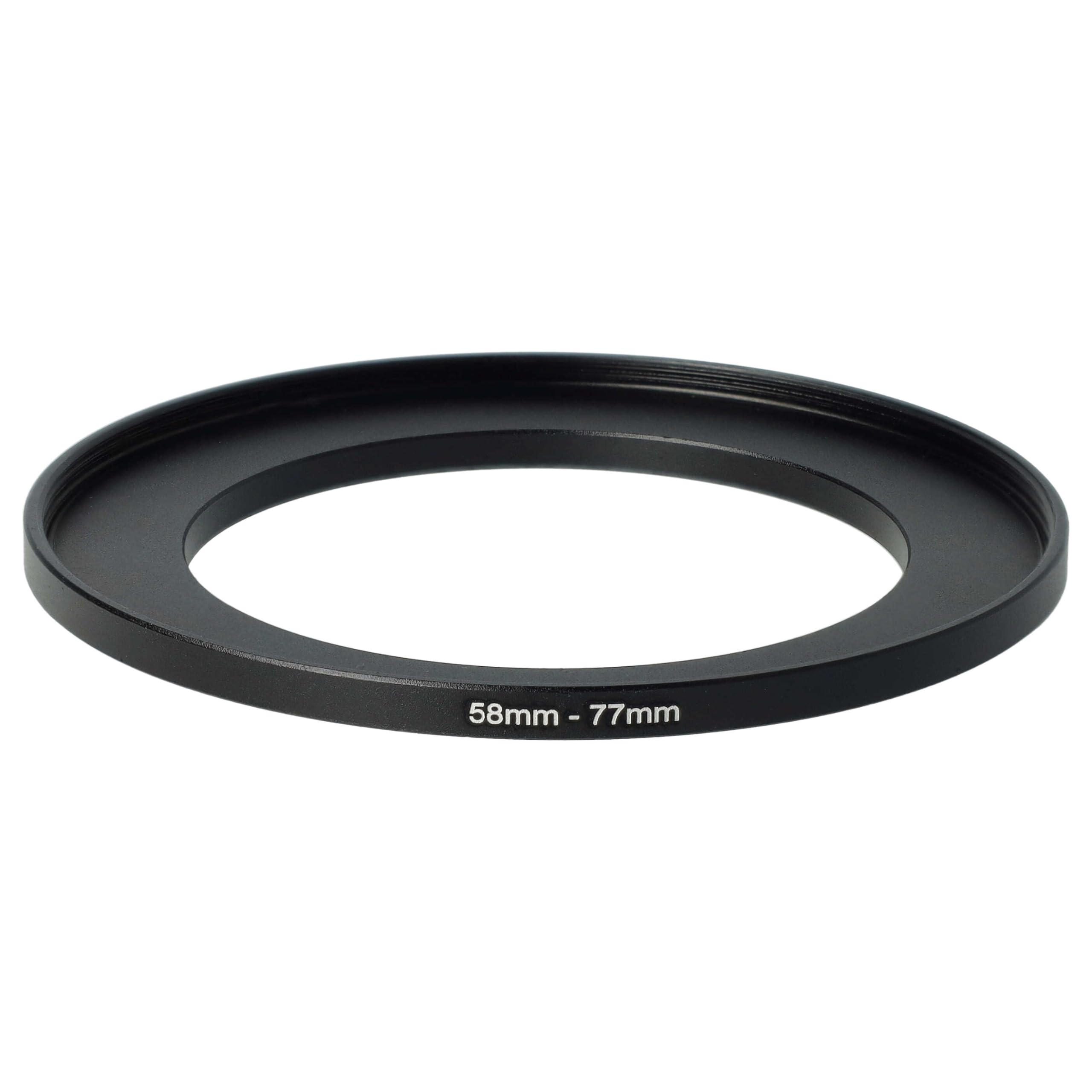 vhbw Bague d'adaptation de Filtre Step-Up de 58 mm vers 77 mm pour Objectif d'appareil Photo - Adaptateur, métal, Noir
