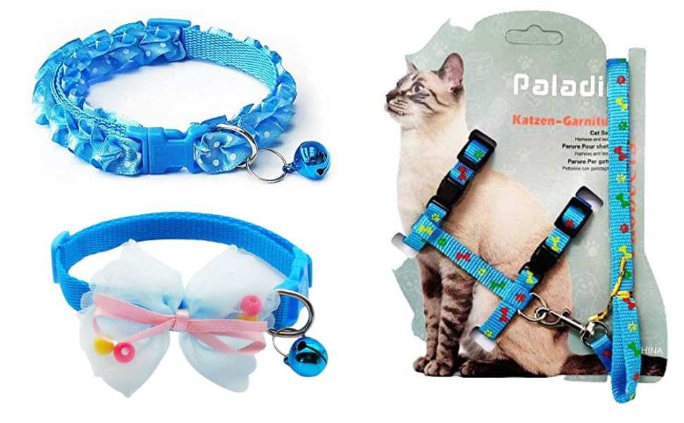 Dog Trust Combo Of 3 (Cat Harness + Cat Collar Ribbion+ Cat Bow Tie) Cat Adjustable Nylon Harness Strap Collar With Leash Set Small Pet Walking For Kitten (Blue),?18 cm (B0CBPCCN4D) Amazon Price History, Amazon Price Tracker