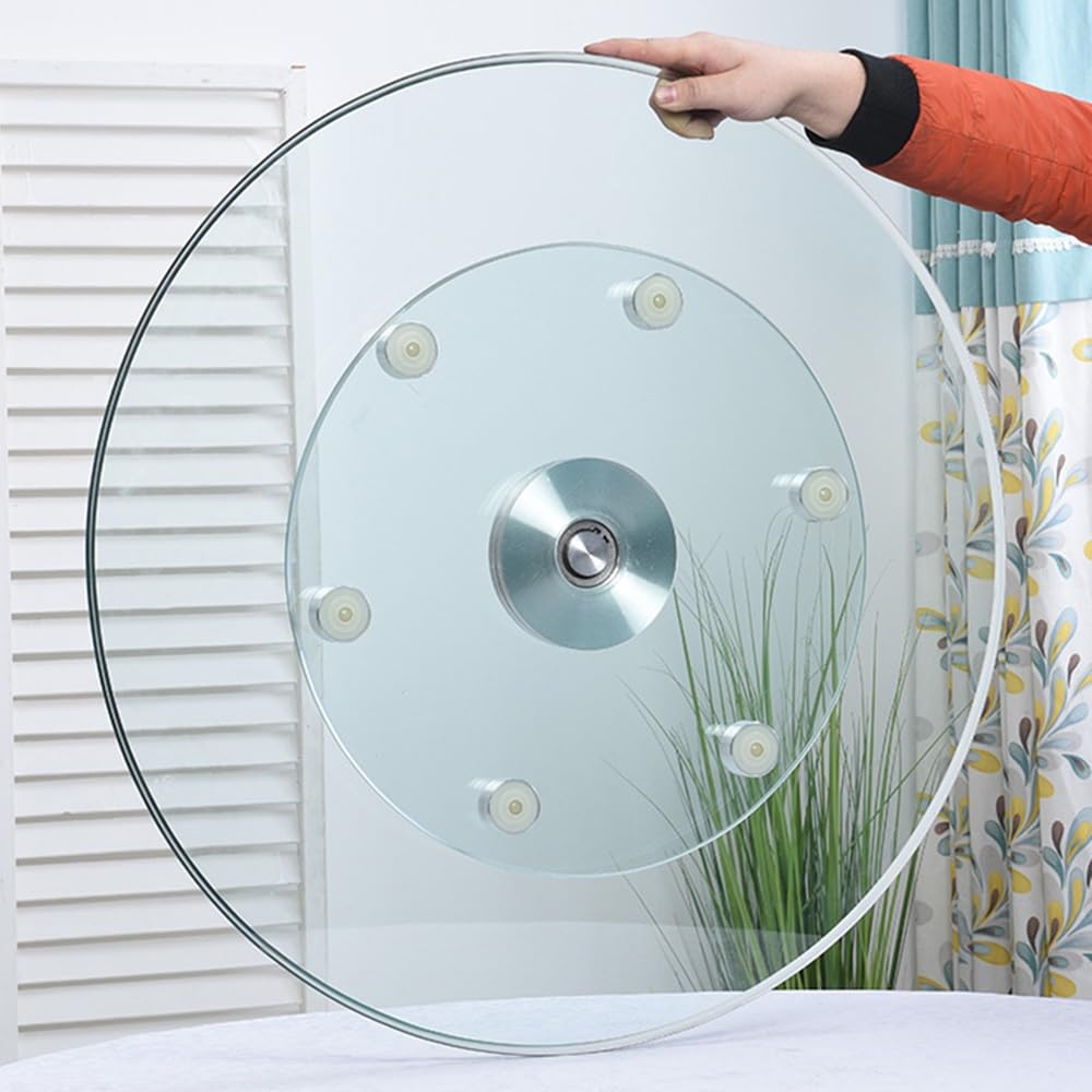 Plateau tournant Lazy Susan en verre trempé pour table de salle à manger – Plateau de service rond avec roulettes, idéal pour partager et divertir facilement, parfait pour les assiettes de 50,8 cm