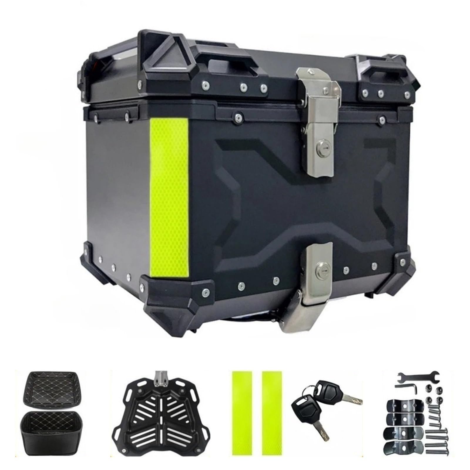 Moto Caja Trasera Baúl de Motocicleta, baúl Trasero de Aluminio, Motocicleta Impermeable, Caja de Herramientas(X-45L-black)