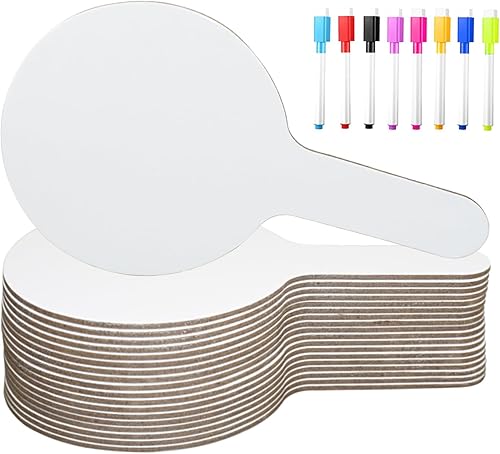 ZPOYOT 33 paletas de respuesta de borrado en seco con marcadores de mano engrosados, paletas de doble cara, mini pizarras blancas pequeñas señales