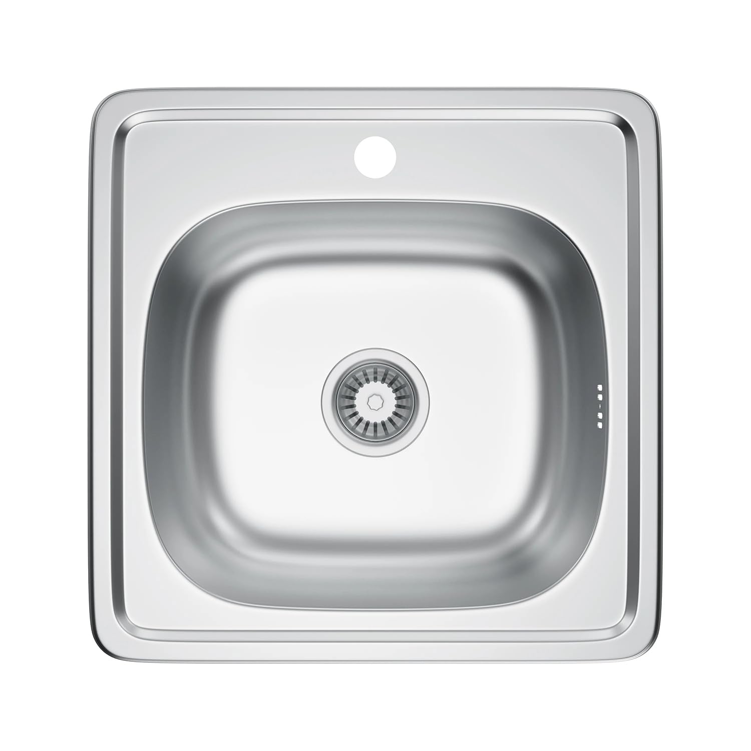 Fregadero de acero inoxidable, 1 lavabo, incluye sifón y orificio para grifo (48 * 48cm)