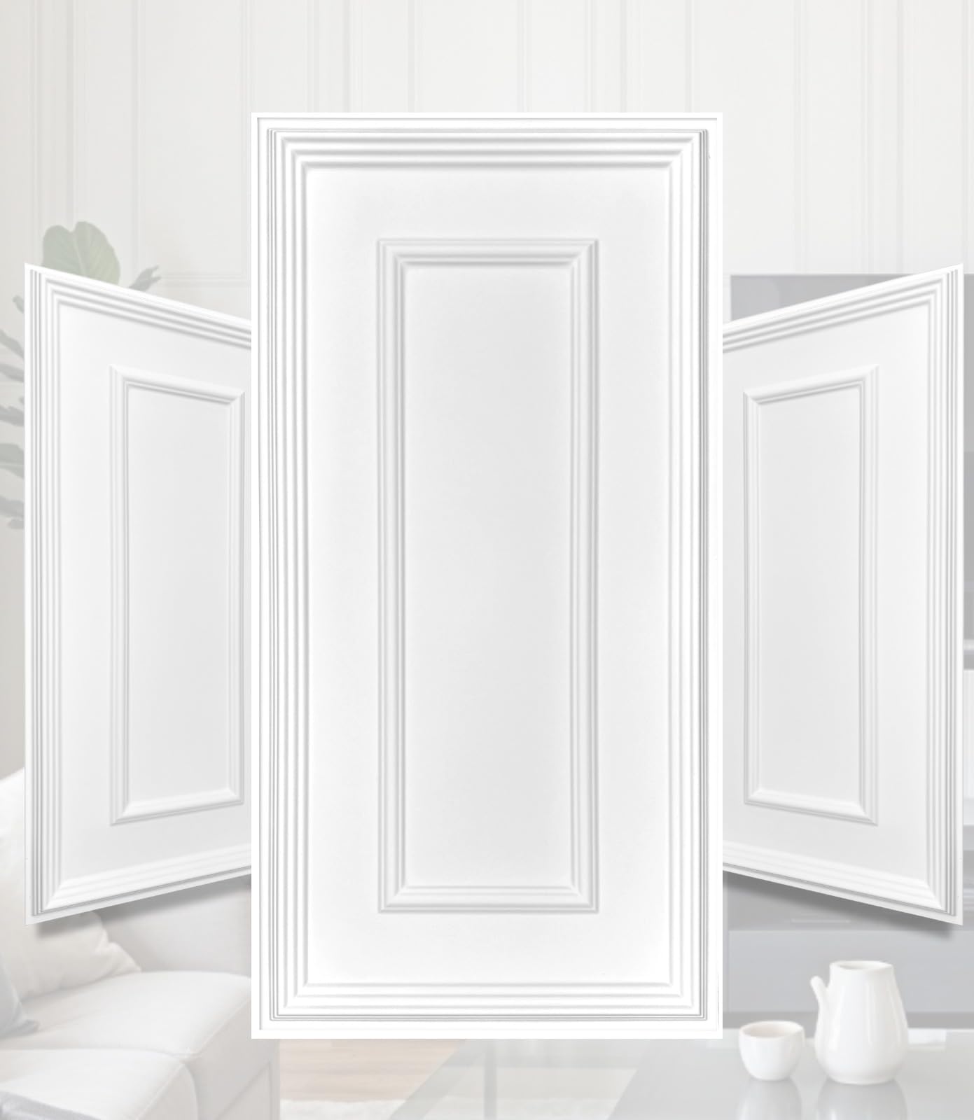 3D Wandpaneele Kunststoff PVC 100x50cm – Italienisches Design – Klassische Zierleistenoptik, Wasserfest, Moderne Rahmen Wandverkleidung für Wohnzimmer, Schlafzimmer & Flur (Weiß TD100) 20 Stück