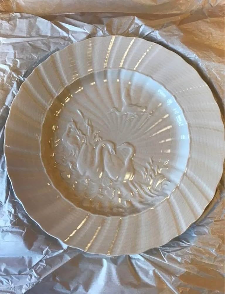 マイセンスワンモチーフ 一級品 六角形 プレート 2枚セット