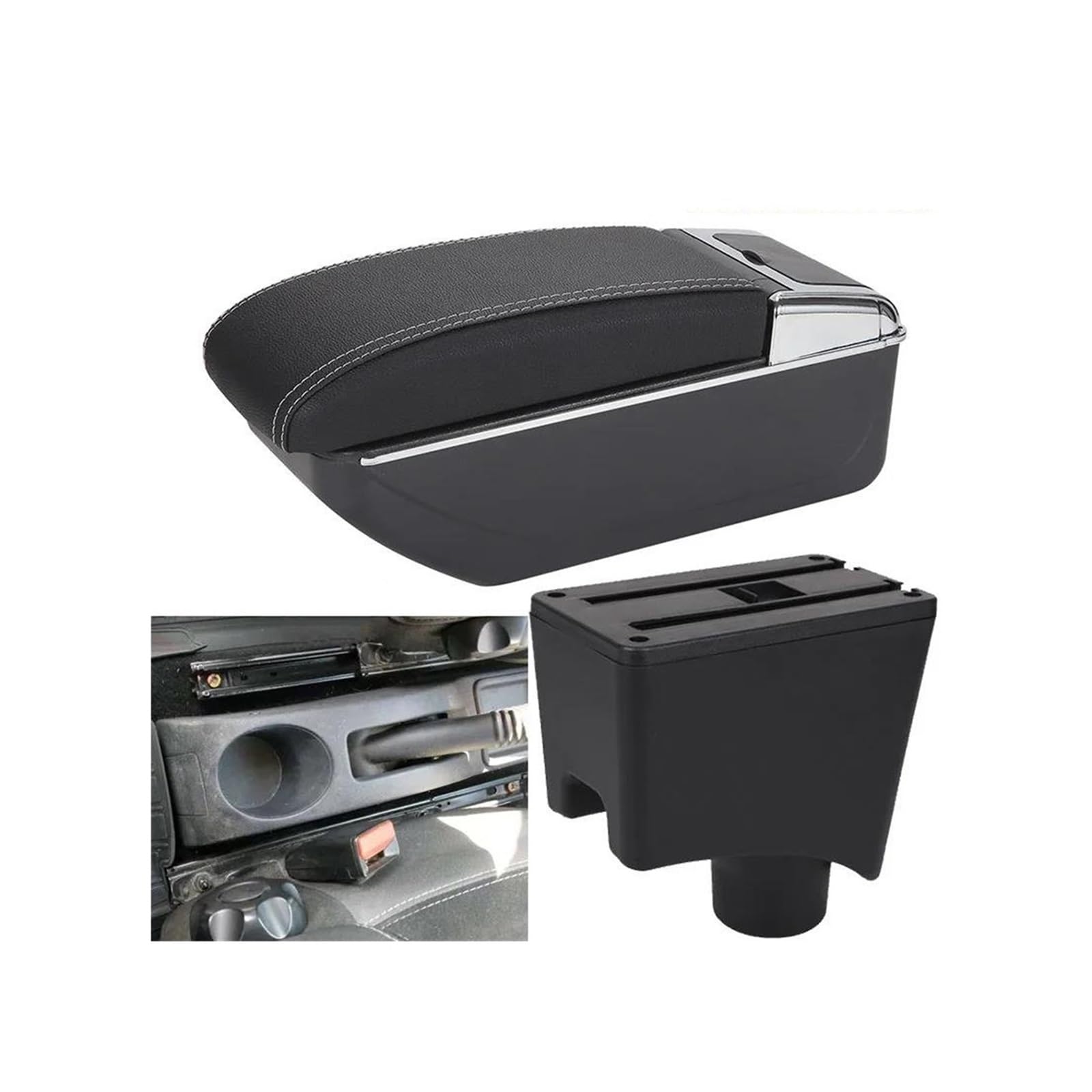 OOPUHKSY For Dacia For Renault For Sandero For Logan 2 Armrest Car Armrest Box Storage Box Car Accessories(B3 Black white 7USB)