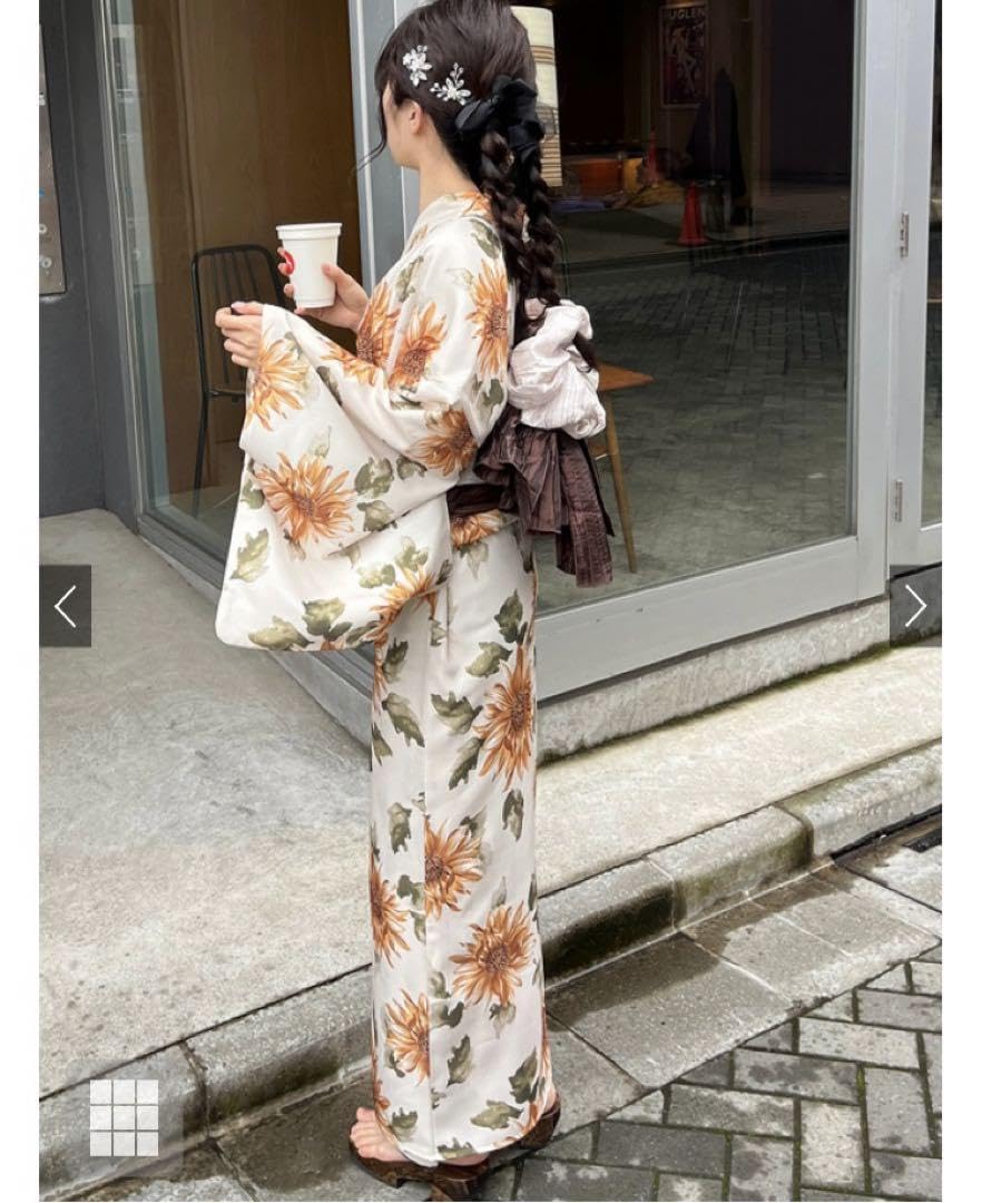 Amazon.co.jp: グレイル GRL 水彩 ひまわり 浴衣セット サイズF