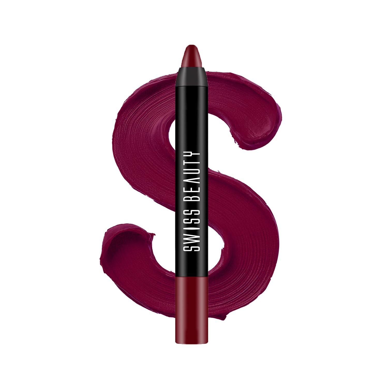 Swiss Beauty Matte Long Lasting Stay Maxx Lip Crayon Lipstick with sharpener| Matte Finish | Smudge Proof | Lightweight | Shade- 06 Bloodshot Maroon, 3.5g