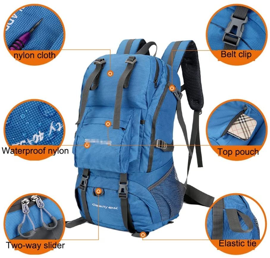 Bequemer 50 l strapazierfähiger Wanderrucksack, großer Stretch-Baumwoll-Reisetagesrucksack, leichter Outdoor-Sport-Camping-Rucksack für Damen und Herren, Reise