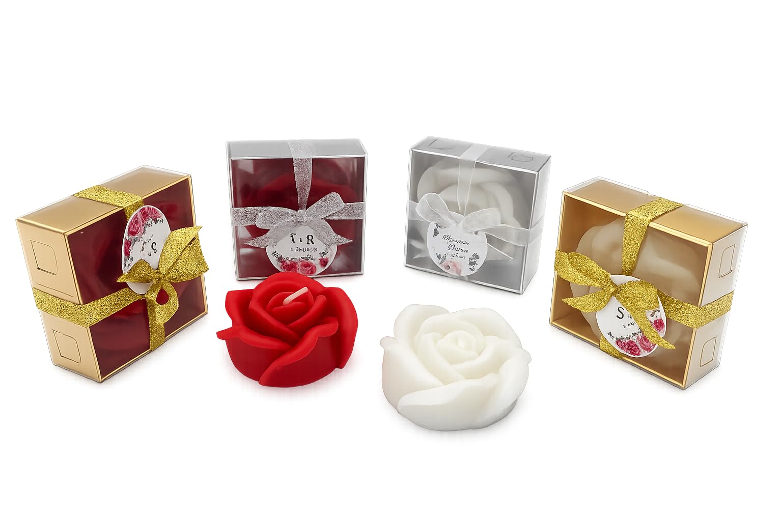bomboniere matrimonio, originali rosa 50 pezzi candele profumate bomboniere battesimo, anni ragazzo, comunione, cresima, anniversario di, compleanno bigliettini (bianco, set da 50)