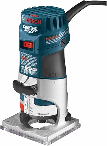 Bosch Juego de router PR20EVSNK Colt de 5.7 Amp, 1 HP para instalador; rebajadora de base fija y velocidad variable con 3 bases diferentes y guía de