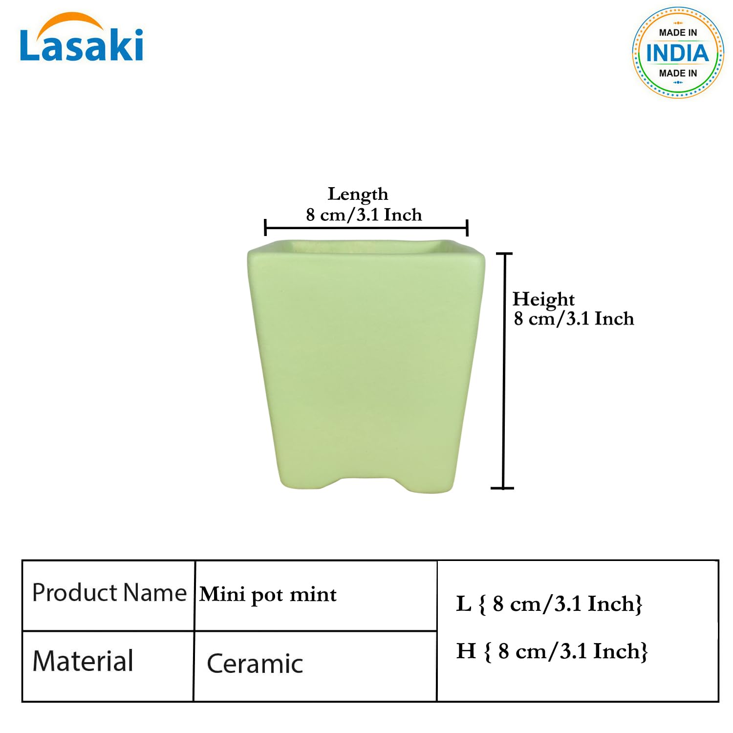 Lasaki Mini Mint Ceramic Pots - Indoor Outdoor Planters -2