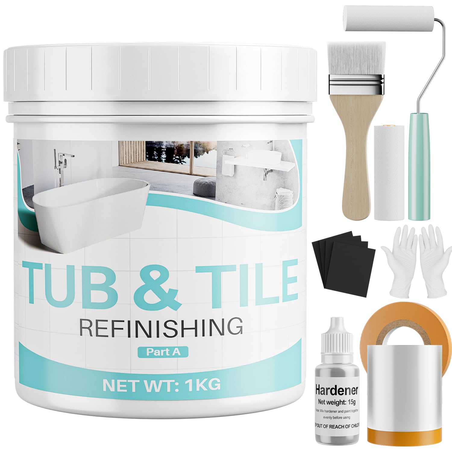 Tile Paint, 35oz Tub and Tile Paint Refinishing Kit with Tools and Hardener