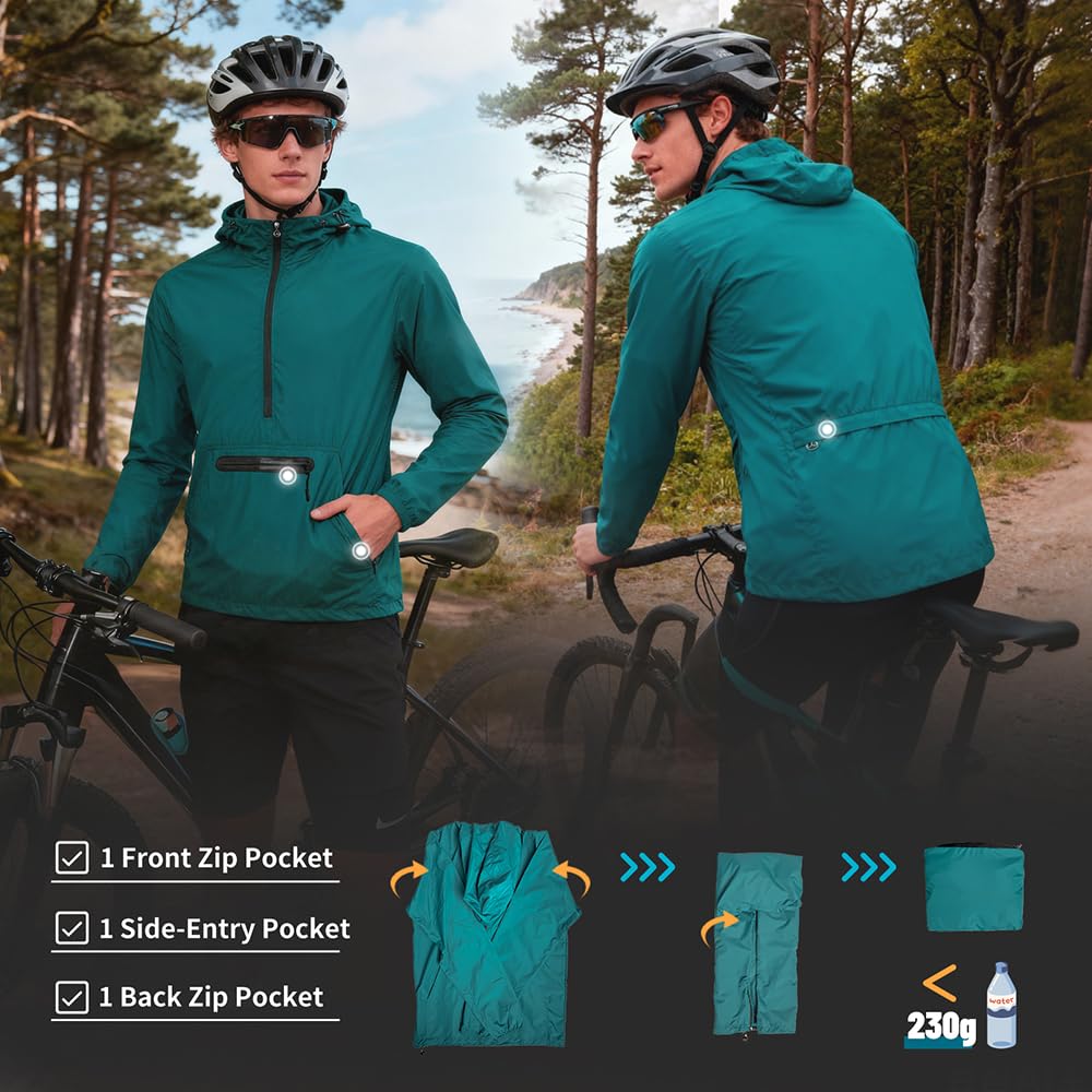 Chaqueta De Ciclismo De Verano Hombre, Impermeable Ventilada Transpirable Cortavientos Giacca Running Mujer Reflectante Ultraligera Duradera Con Capucha Chaqueta Para Senderismo