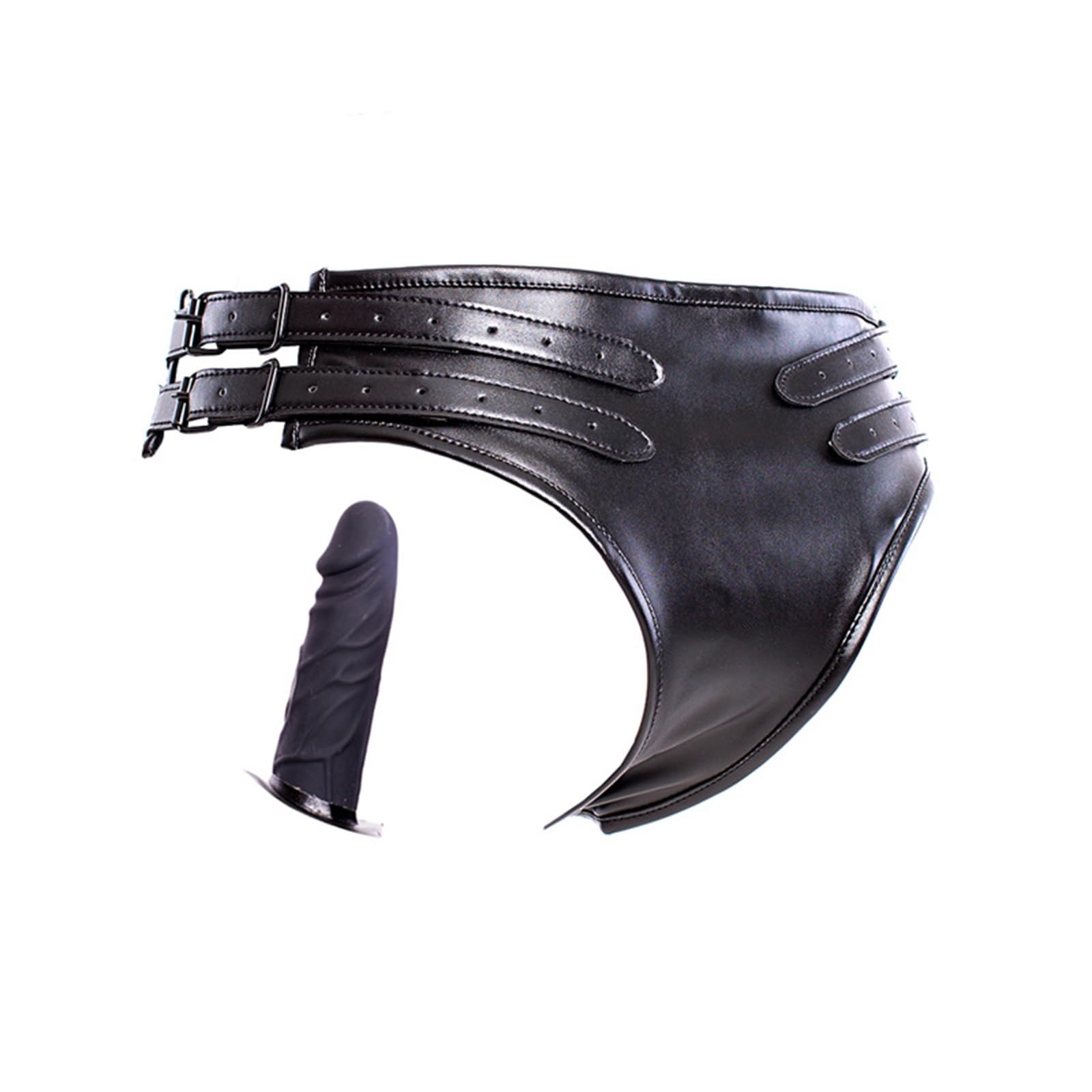 EHYXTEGX Silicone Vibrating Underwear, Dildo Leather Pants with Vaginal Plugs and Anal Plugs, Masturbation Underwear for Men and Women, Adult Sex Toys(13cm)