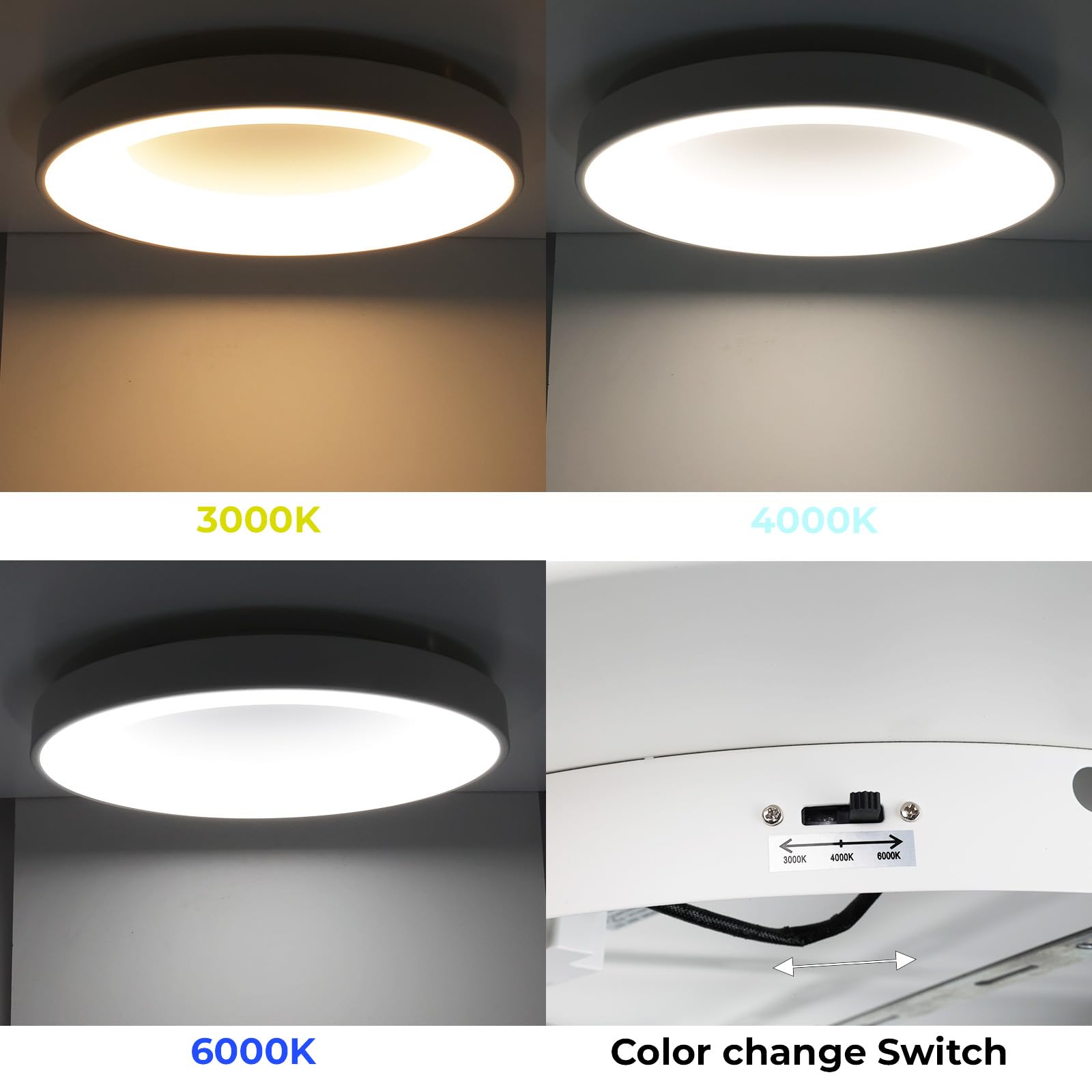 Alpinaluz LED Deckenleuchte Ø50cm 40W Metall Weiß CCT 3000K 4000K 6000K Wählbar 5000lm CRI85 Runde LED Deckenlampe Modern Klassisch Luxus für Wohnzimmer Schlafzimmer Küche Große Deckenleuchte