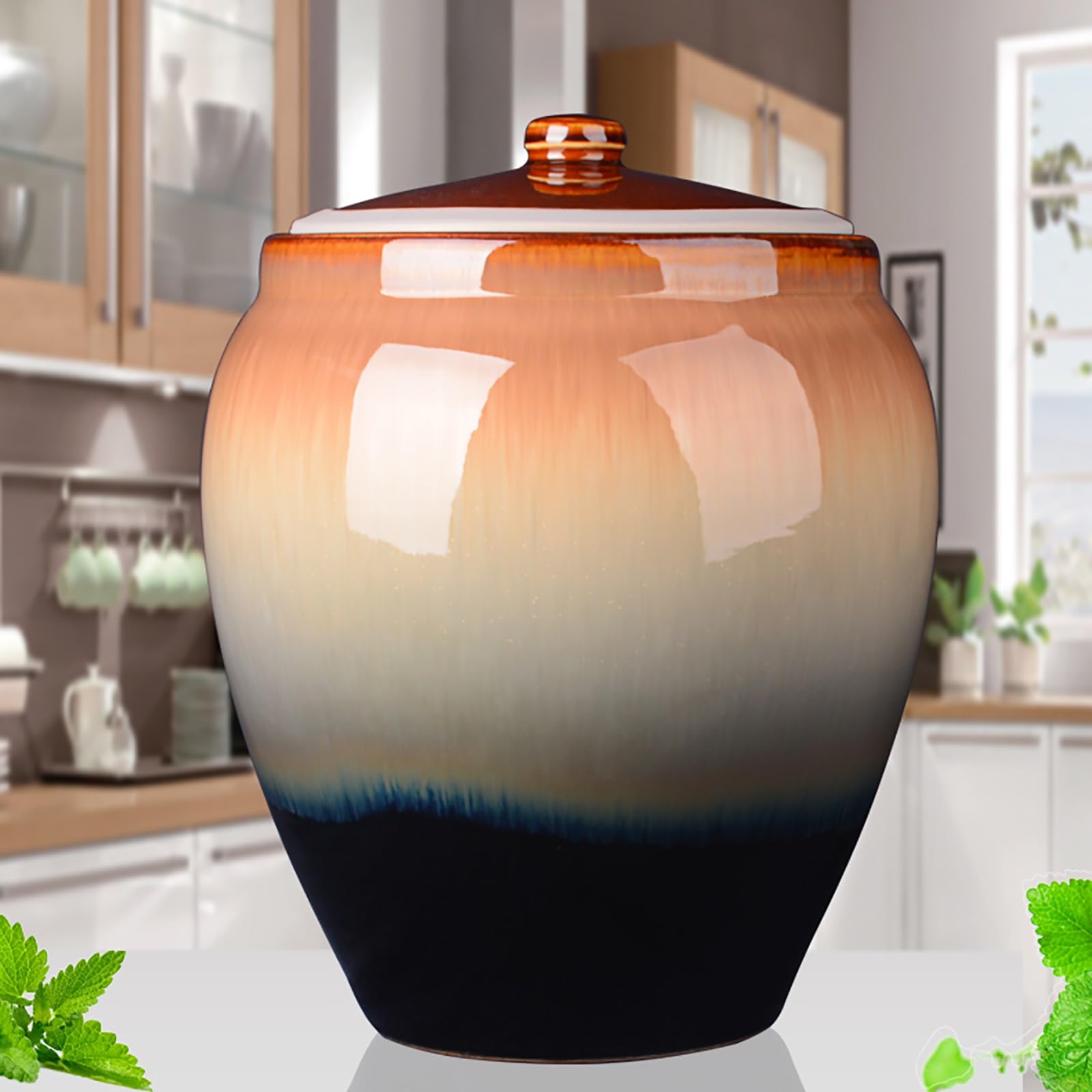 Barattolo Di Riso In Ceramica Con Coperchi Grande Contenitore Di Stoccaggio Cucina Serbatoio Di Grano Contenitori Per Alimenti Cereali Grani Barattolo Sigillato Secchio Cilindro Pentola In Ceramica