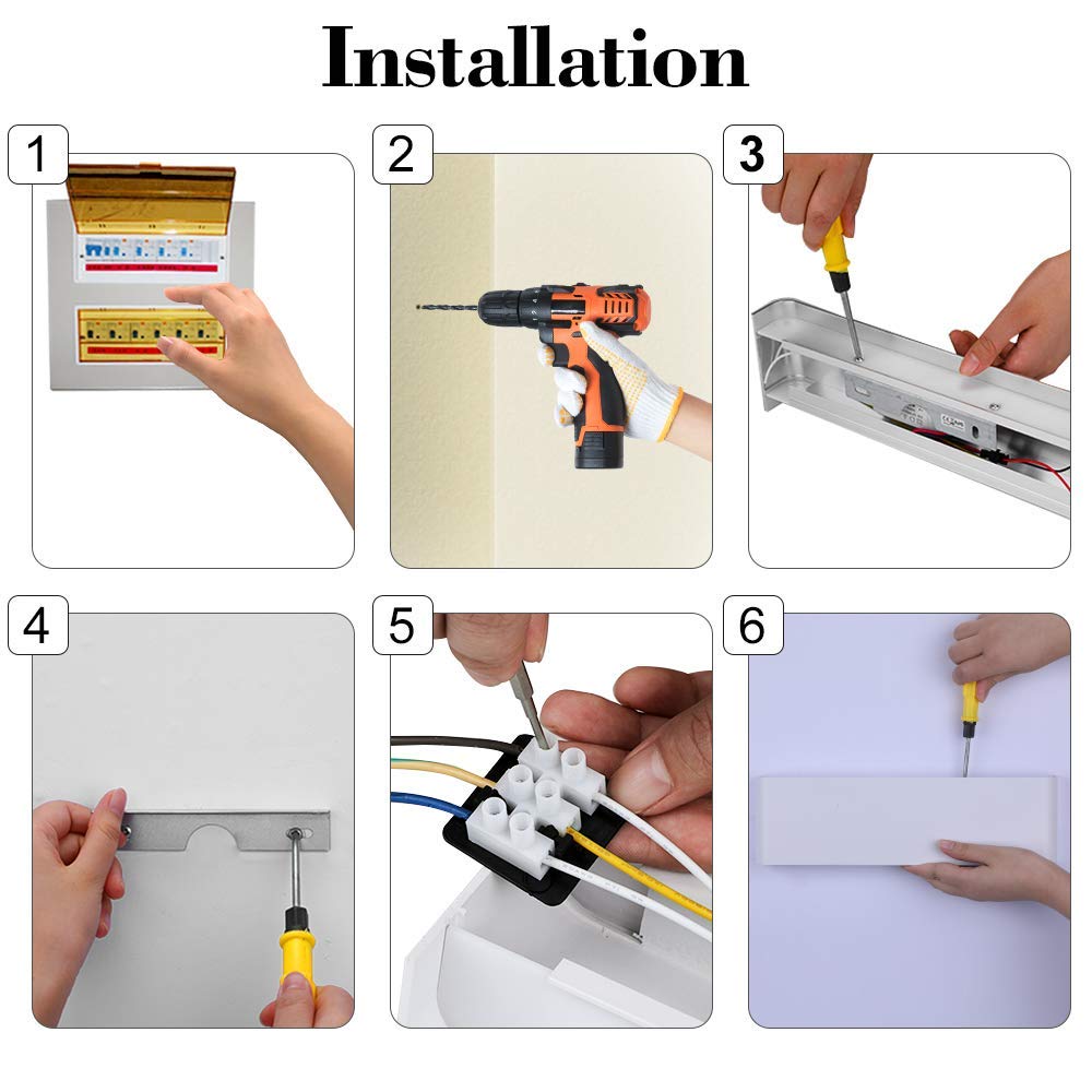 16W LED Wandleuchte Innen Moderne Wandlampe weiß mit up and down Licht IP44 Innenbeleuchtung Flur Belechtung für Schlafzimmer Korridor Wohnzimmer Treppe usw Warmweiss