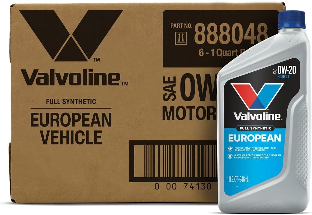 Valvoline European Vehicle Full Synthetic SAE 0W-20 Motor Oil 1 QT, Case of 6