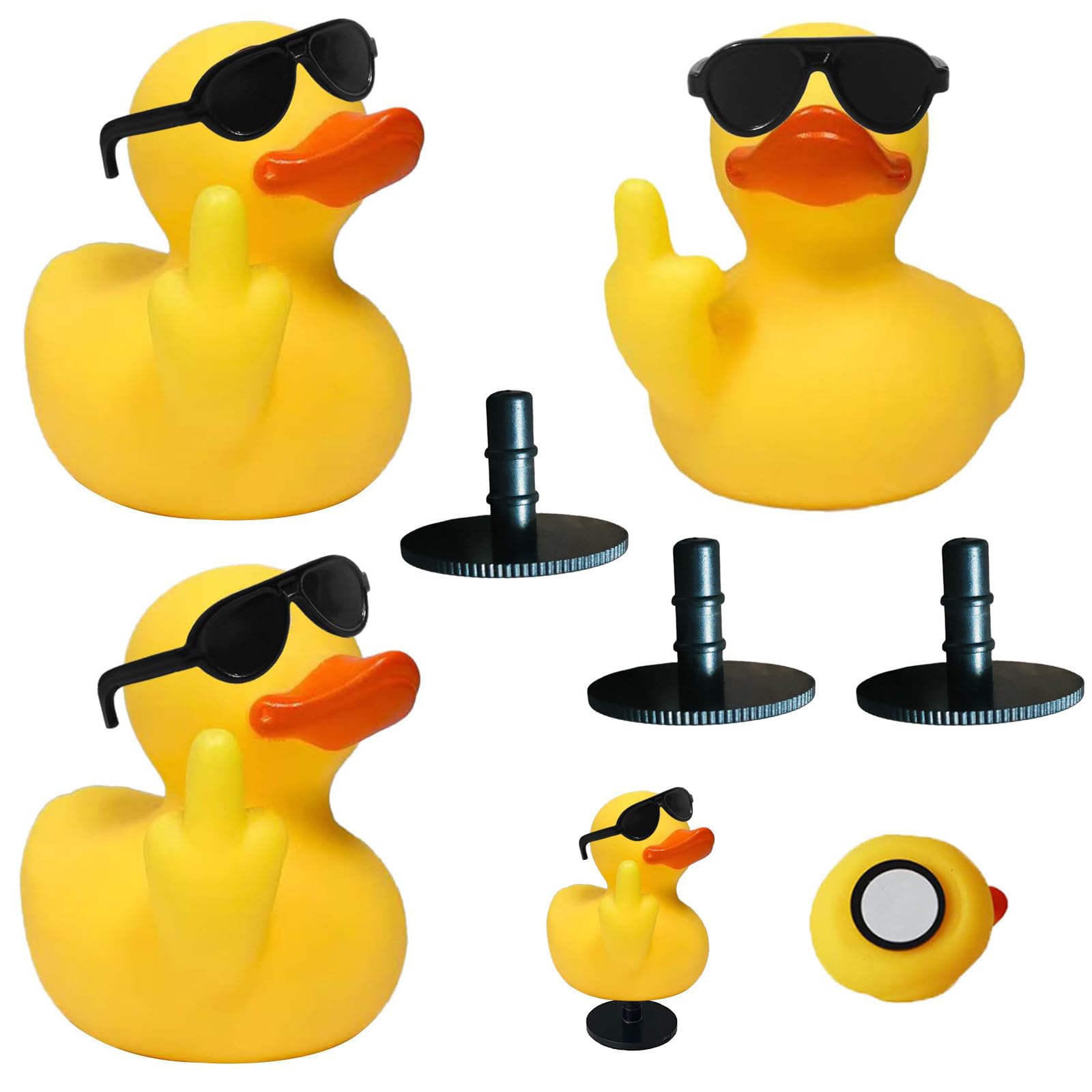 3Pcs Rubber Ducks with 3Pcs Duck Holder for Car Dash 2.17