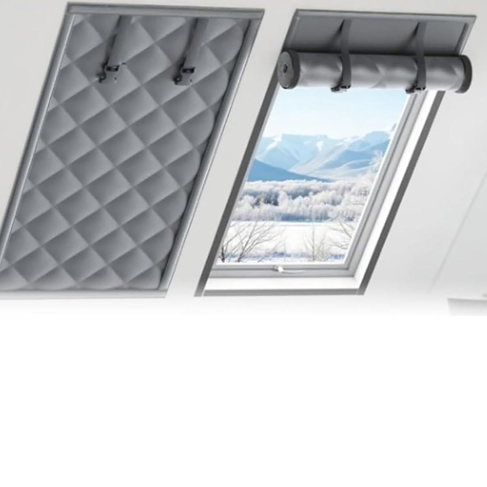 Generisch Wind- Und Schalldichtes Fensterisolationsset, 3-Lagiger Thermovorhang für Kältebeständige, wasserdichte Fenster 80/100/120/180/200 cm Verdickte Isolierfolie,Grau,39x63in/100x160cm