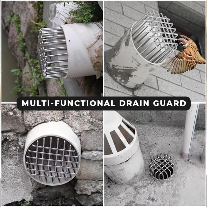 Image of Anti-Rat Drain Cover Mesh - Rust-Resistant Stainless Steel Wire Drain Strainer | Universal Pipe Guard for Bathroom, Kitchen & Outdoor | Prevents Clogs, Insects & Rodent Entry | Universal Fit (70-80 mm / 2.5-3.5 inch)