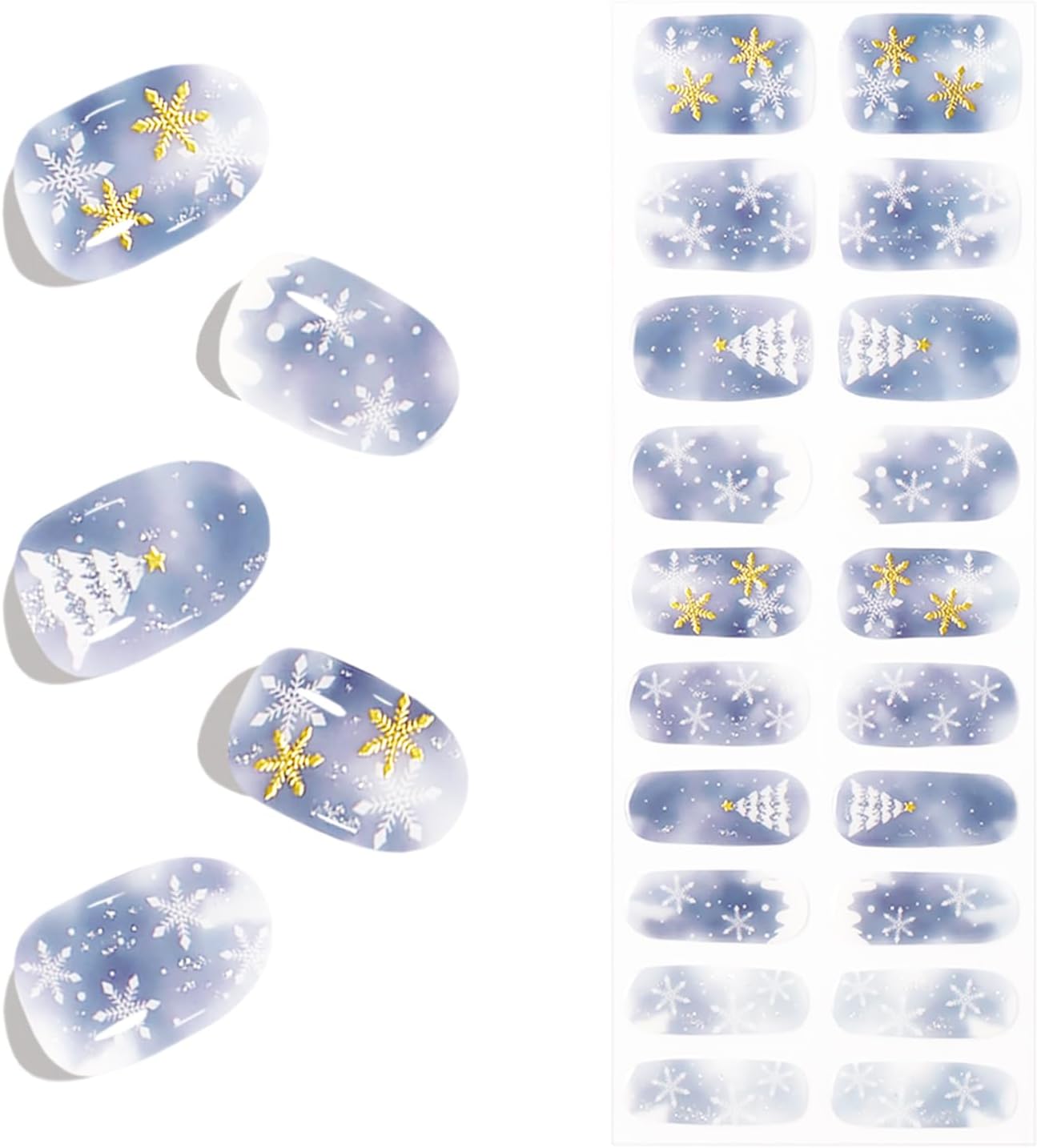 Semi Cured Gel Nail Strips Full Nail Wraps Christmas Gel