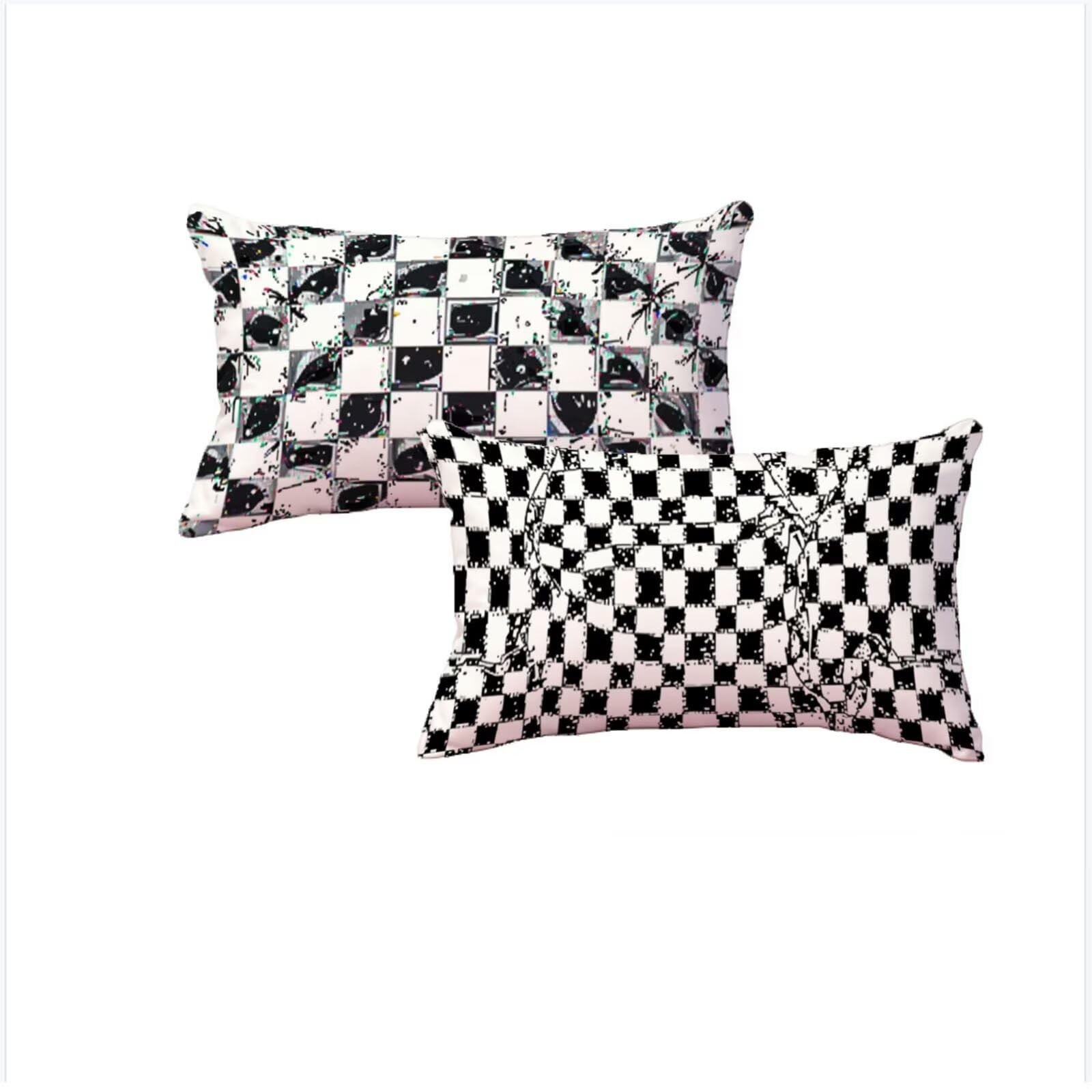 Housse coussin 60x90cm en lin géométrique noir pour canapé élégant