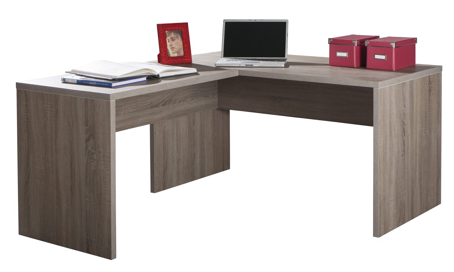 Composad | Scrivania della Linea DISEGNO, Scrivania Angolare, Scrivania PC ad Angolo, (LxAxP) 138,20x74,50x160,50 cm, Colore Rovere Sonoma, per Studio, Ufficio, Made in Italy