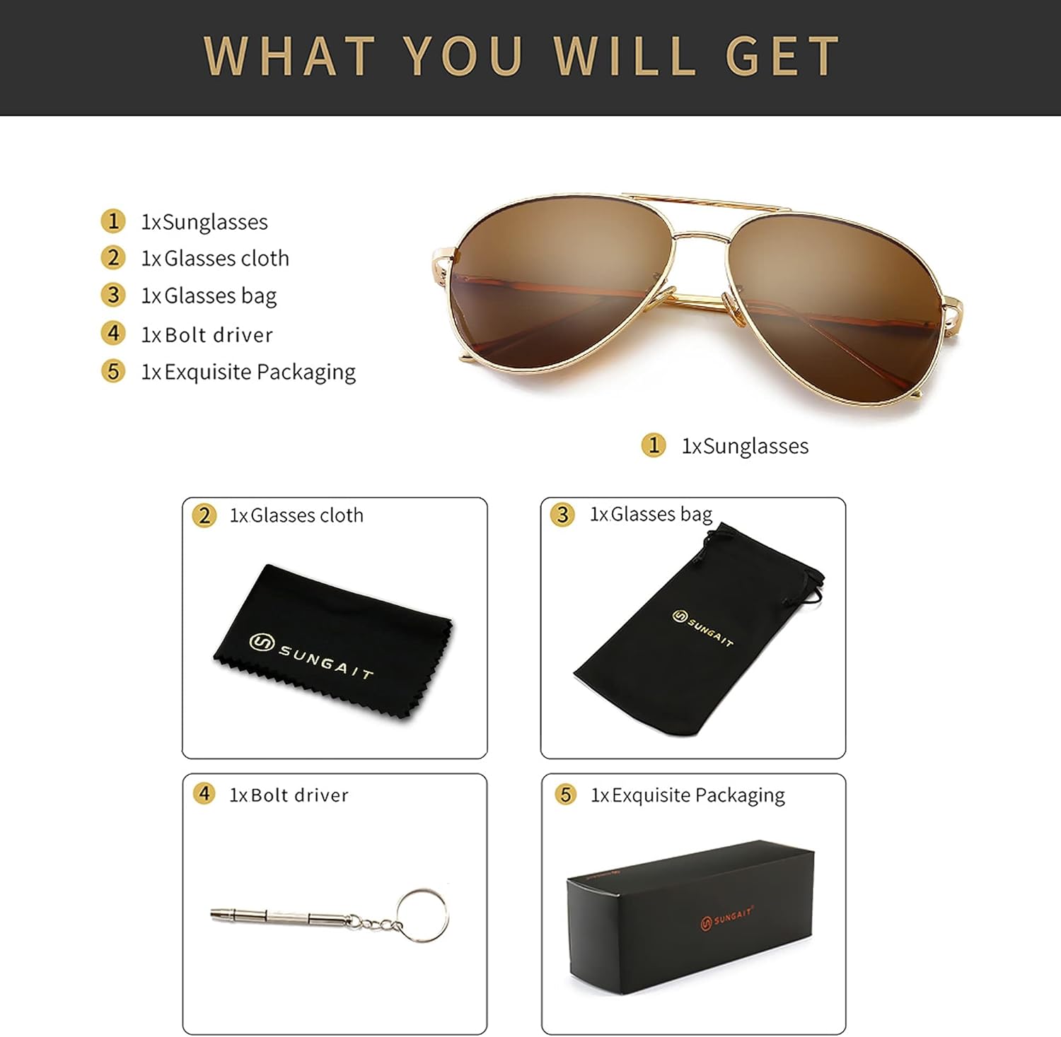 SUNGAIT Women's Lightweight Oversized Aviator Sunglasses - Classic Style Polarized Lens - Image 5