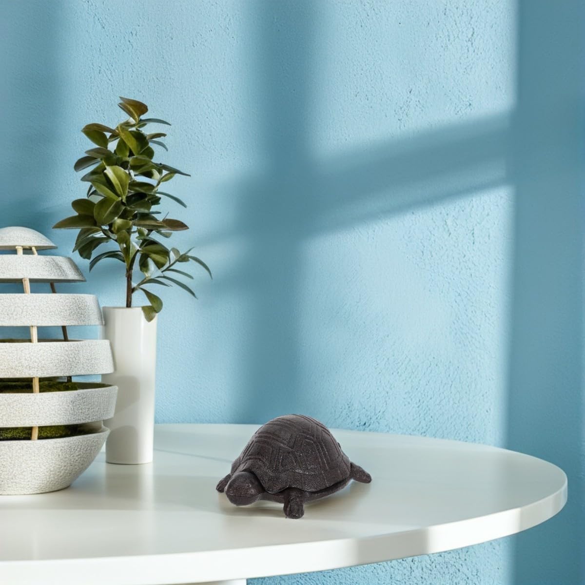 Boîte de Rangement en Fer pour Bijoux et Clés de Tortue Rustique, Base Lourde Sécurisée, pour Intérieur et Décoration de Jardin