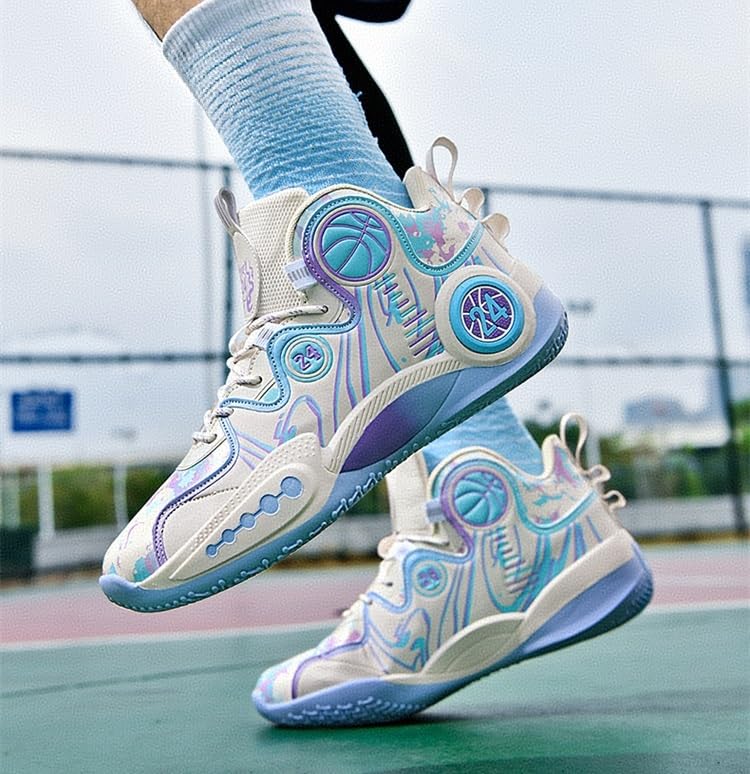 Genérico Zapatillas de Baloncesto caña Alta for Hombre, Ligeras, Antideslizantes, Resistentes al Desgaste, con Agarre Amortiguador, Zapatillas Deportivas Entrenamiento Zapatos para Caminar